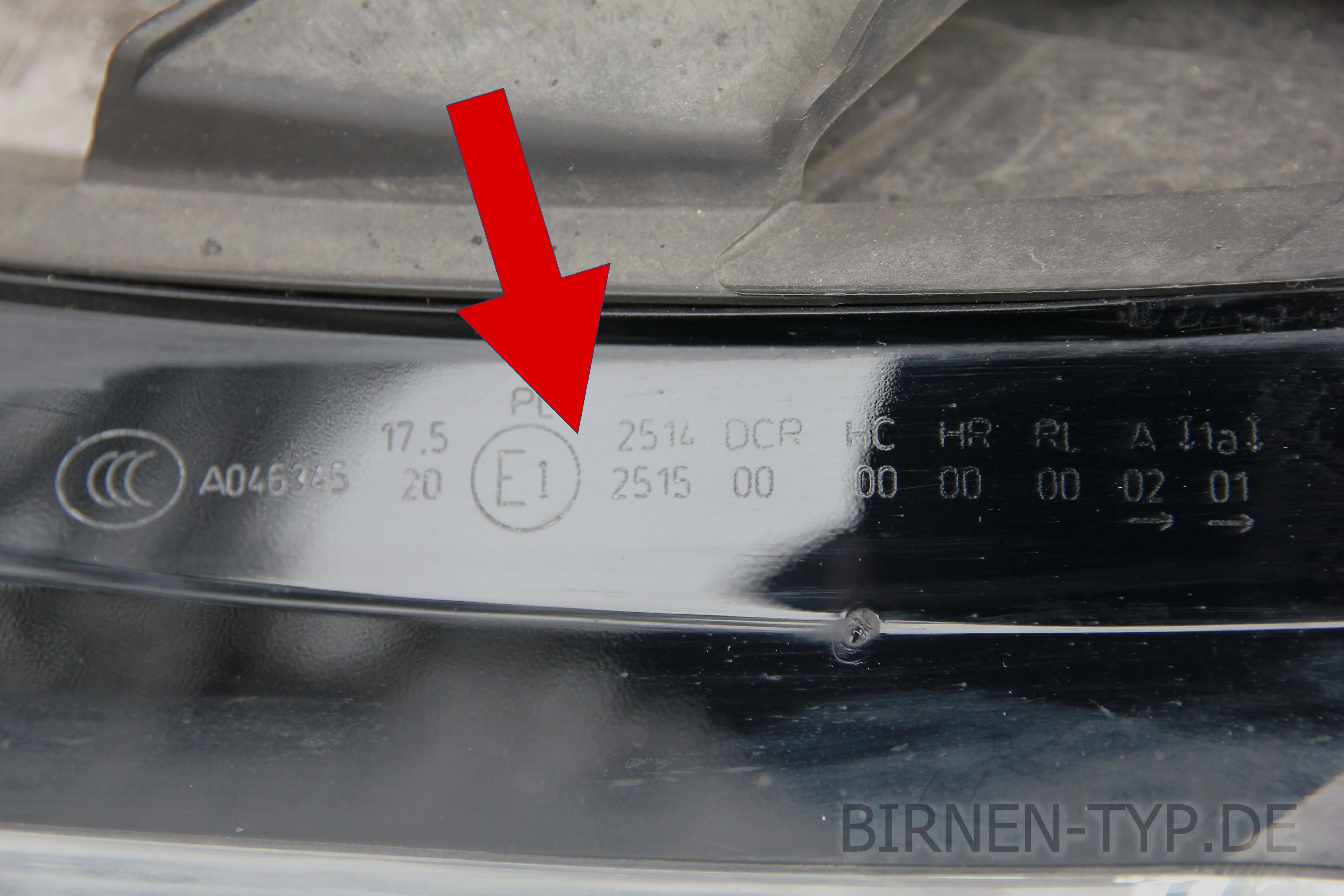 Die Scheinwerfer-Genehmigungsnummer des Audi A3 2 2004 2015 findest Du hier, sie lautet E1 2514 od. E1 2515) Bild 2