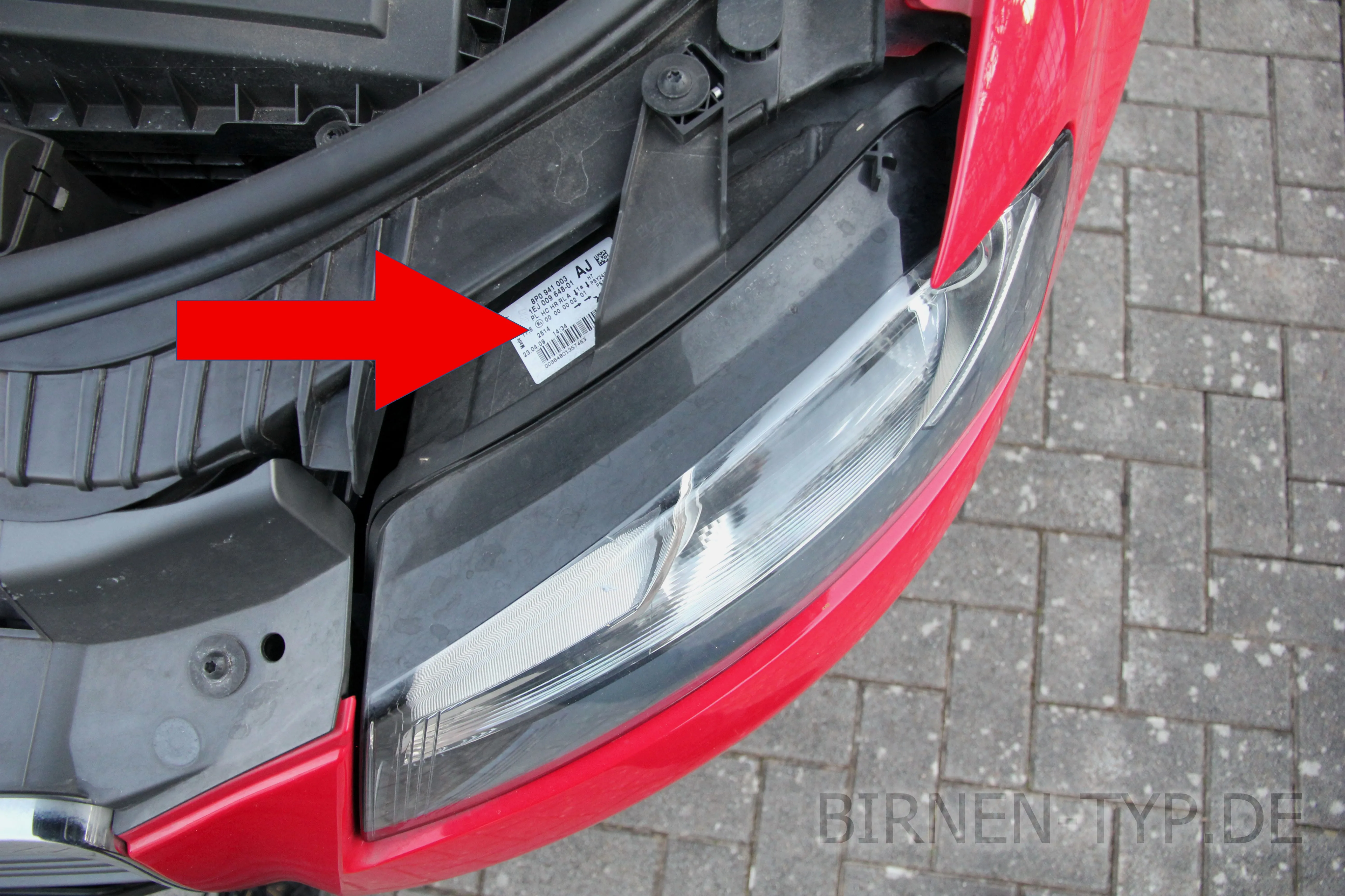 Hier findest Du die Scheinwerfer-Genehmigungsnummer des Audi A3 2