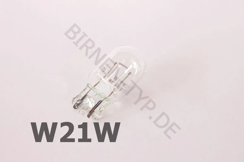 Typische W21W-Birne mit Sockel W3x16d