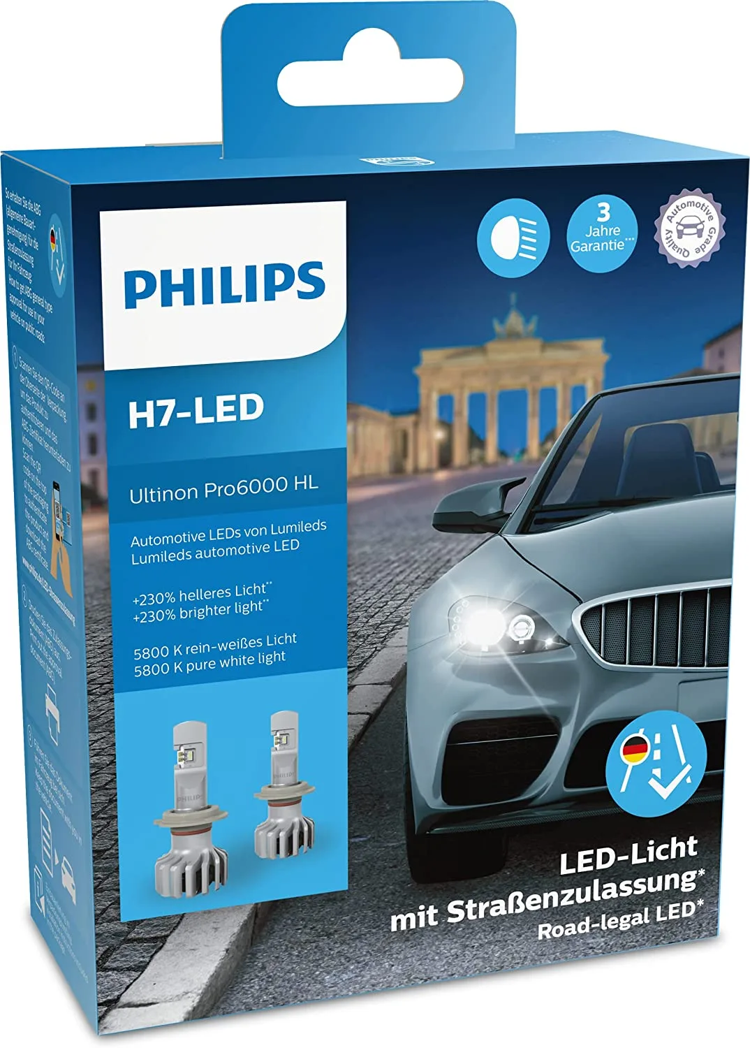 PHILIPS LED Ultinon pro6000 retrofit H7 birnentyp lampe birne licht scheinwerfer