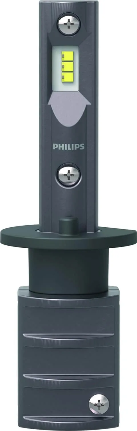 Philips Ultionon Pro 6000 Boost H1-LED-Birne mit einem LED-Element auf jeder Seite, 1-fach Stecker und Kühlkörper senkrecht