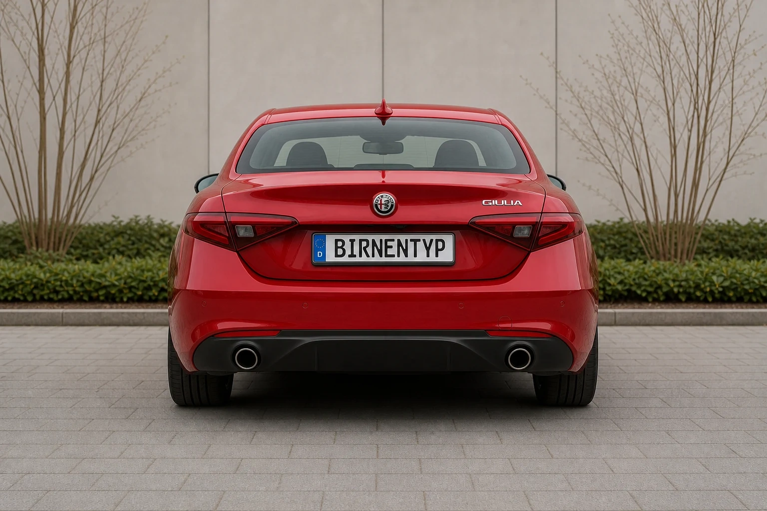 Heck-Ansicht der Alfa Romeo Giulia 2 (mit KI erzeugt)