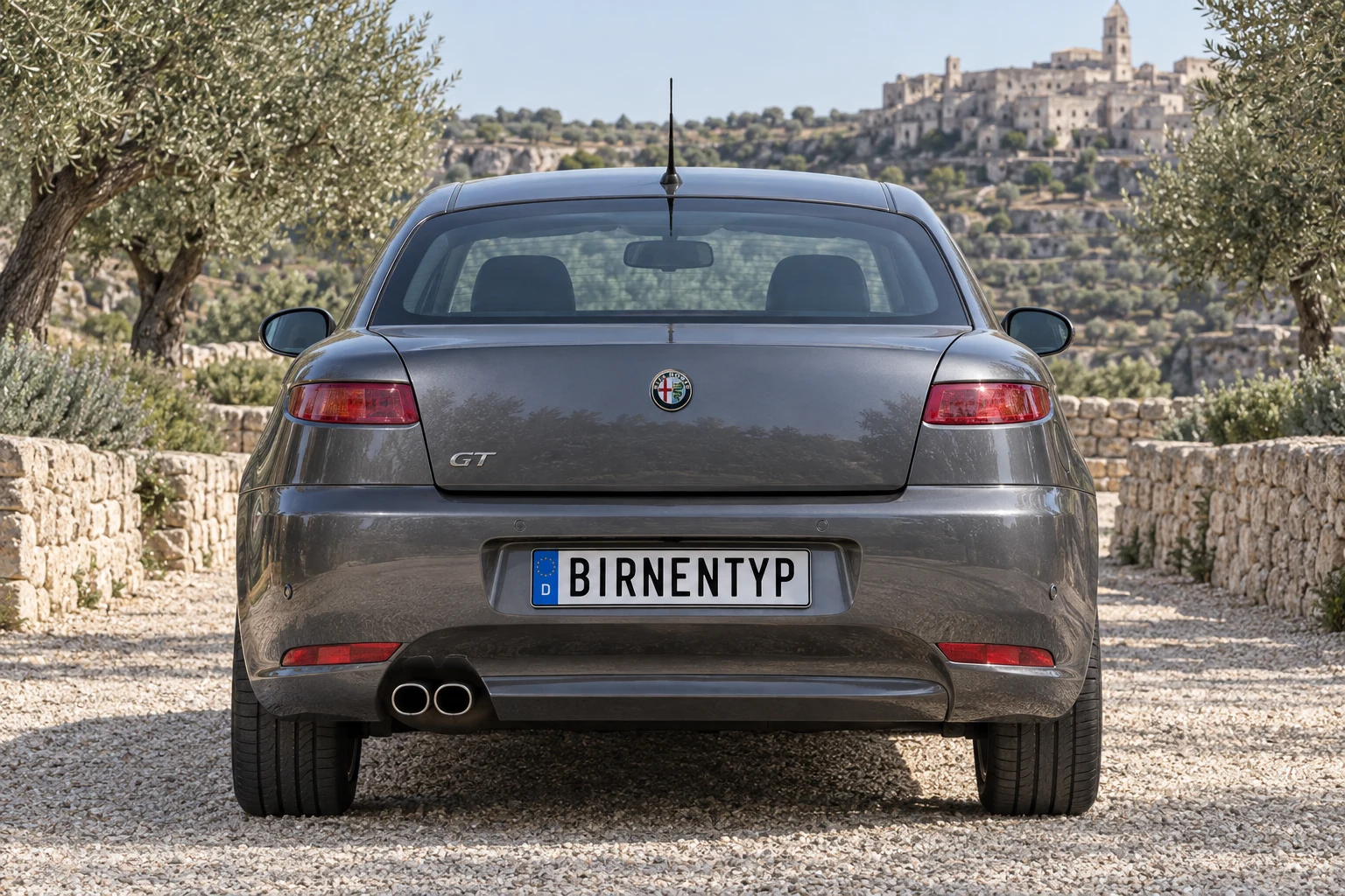 Heck-Ansicht des Alfa Romeo GT 1 (mit KI erzeugt)