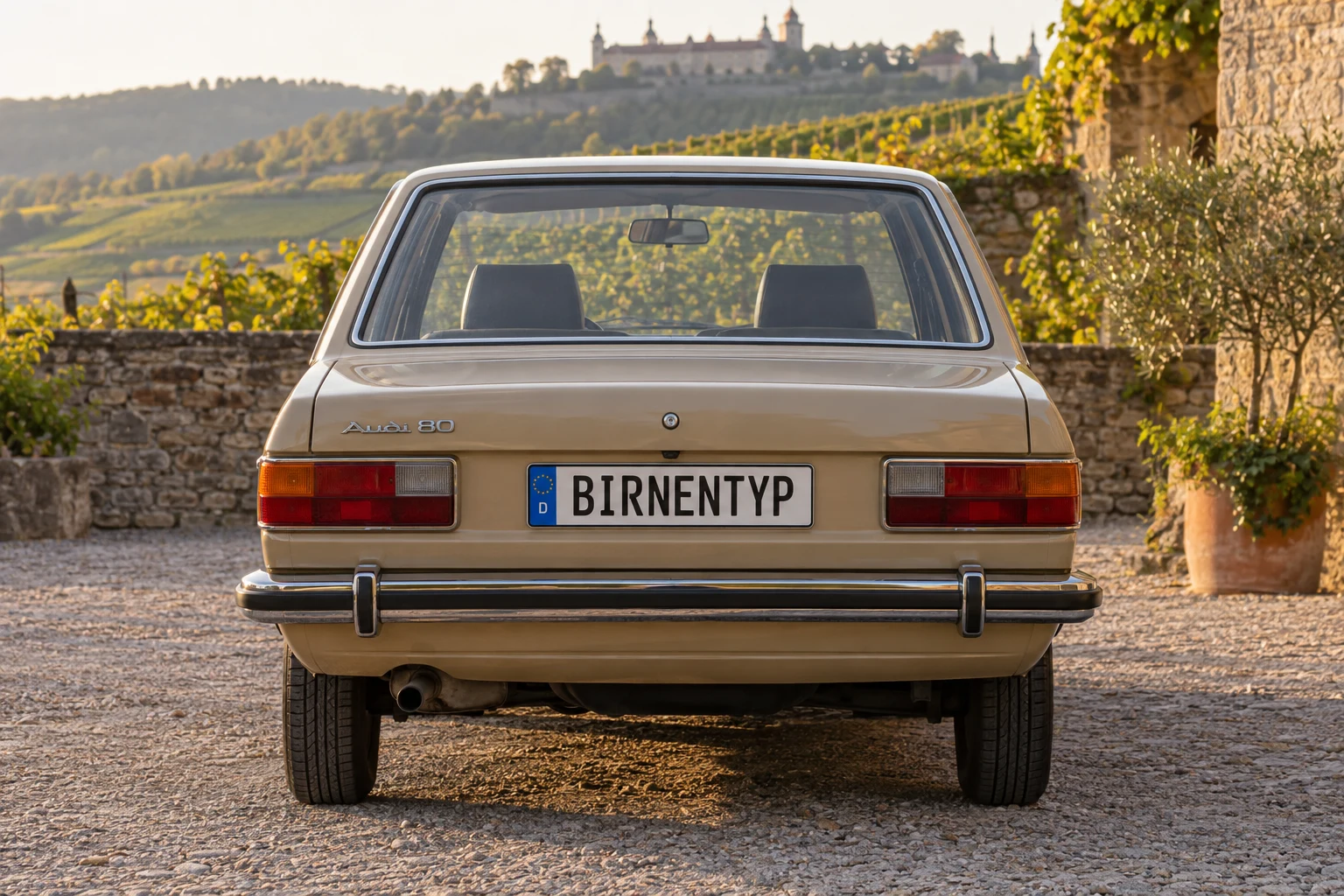 Heck-Ansicht des Audi 80 1 (mit KI erzeugt)