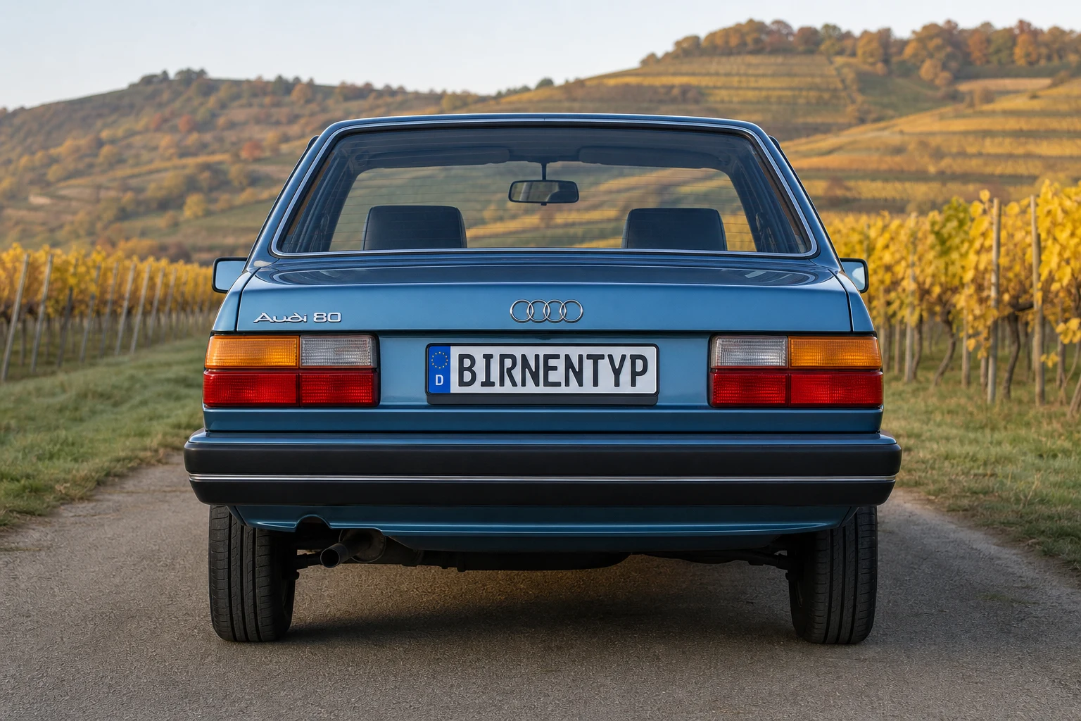 Heck-Ansicht des Audi 80 2 (mit KI erzeugt)