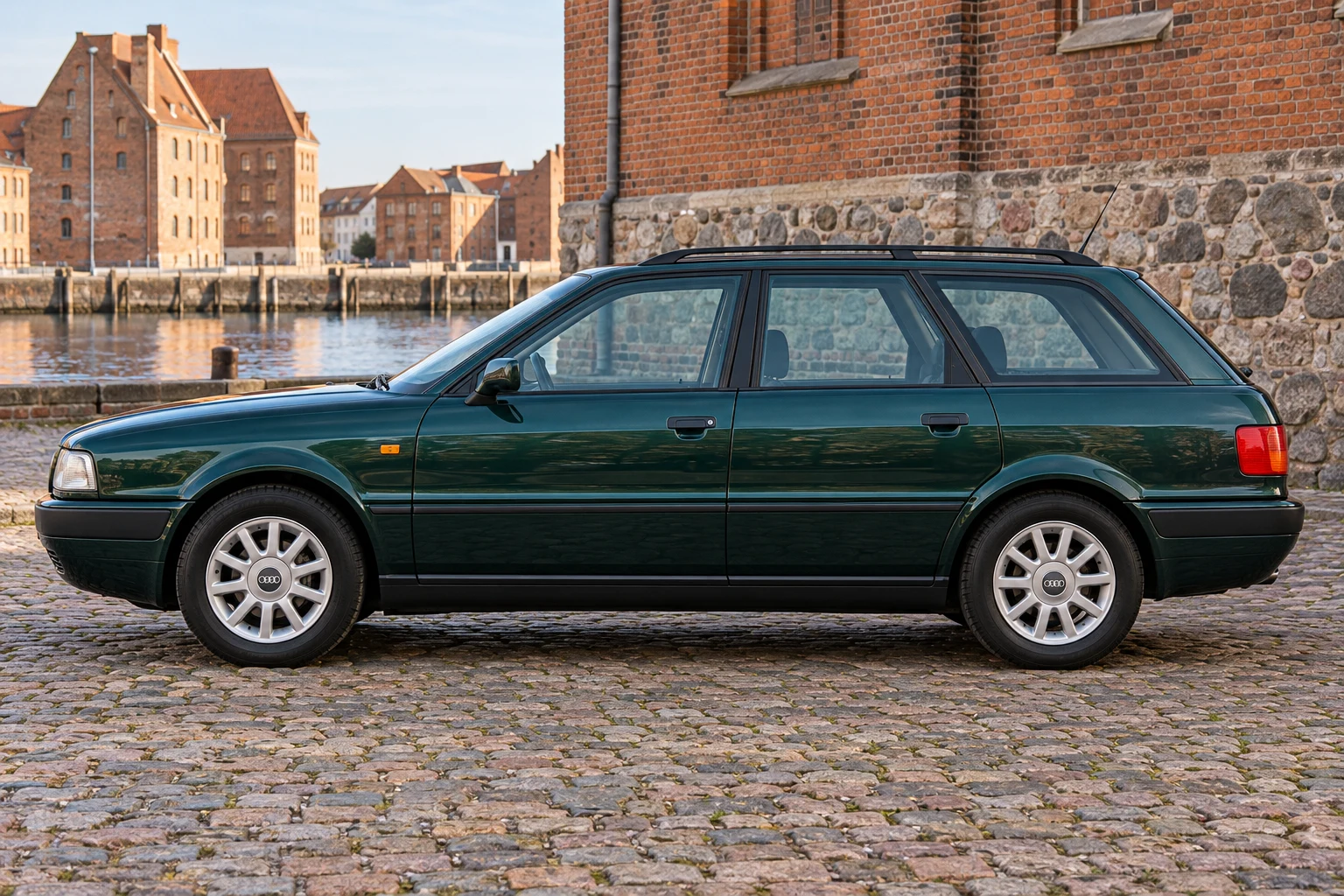 Seitenansicht (Fahrerseite) des Audi 80 3 & 4 als Avant / Kombi (mit KI erzeugt)