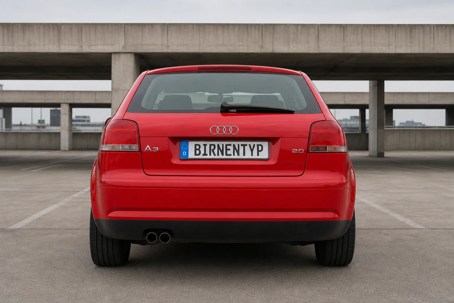 Heck-Ansicht des Audi A3 2. Gen (mit KI erzeugt)