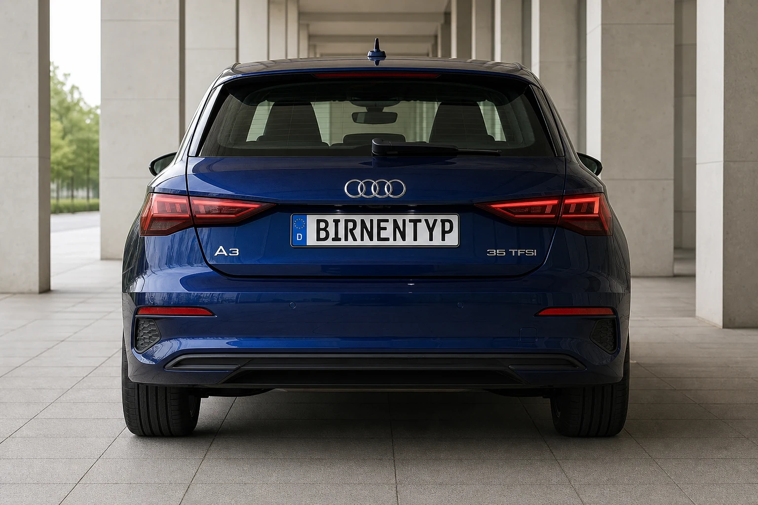 Heck-Ansicht des Audi A3 4. Gen (mit KI erzeugt)
