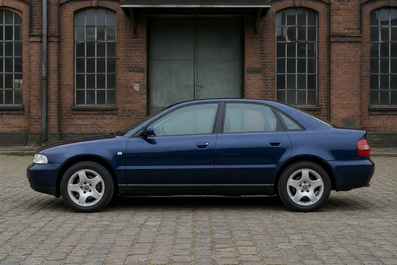 Seitenansicht (Fahrerseite) des Audi A4 1. Gen als A4/S4 Limousine (mit KI erzeugt)