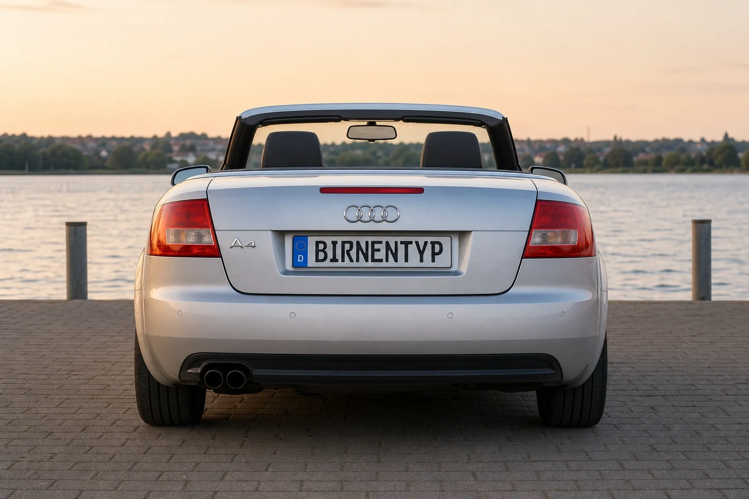 Heck-Ansicht des Audi A4 2. Gen (A4/S4 Cabriolet) (mit KI erzeugt)