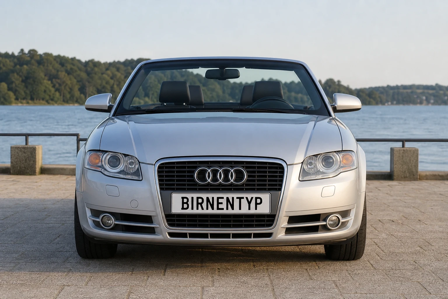 Frontansicht des Audi A4 3. Gen (A4/S4/RS4 Cabriolet) (mit KI erzeugt)