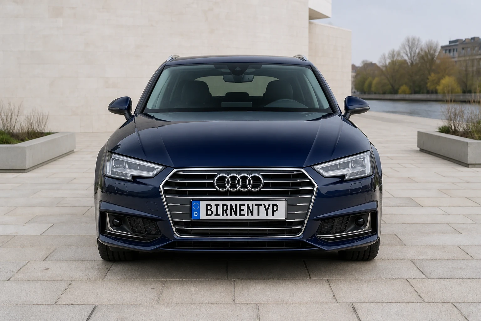 Frontansicht des Audi A4 5. Gen (A4/S4 Avant / Kombi, Allroad quattro) (mit KI erzeugt)