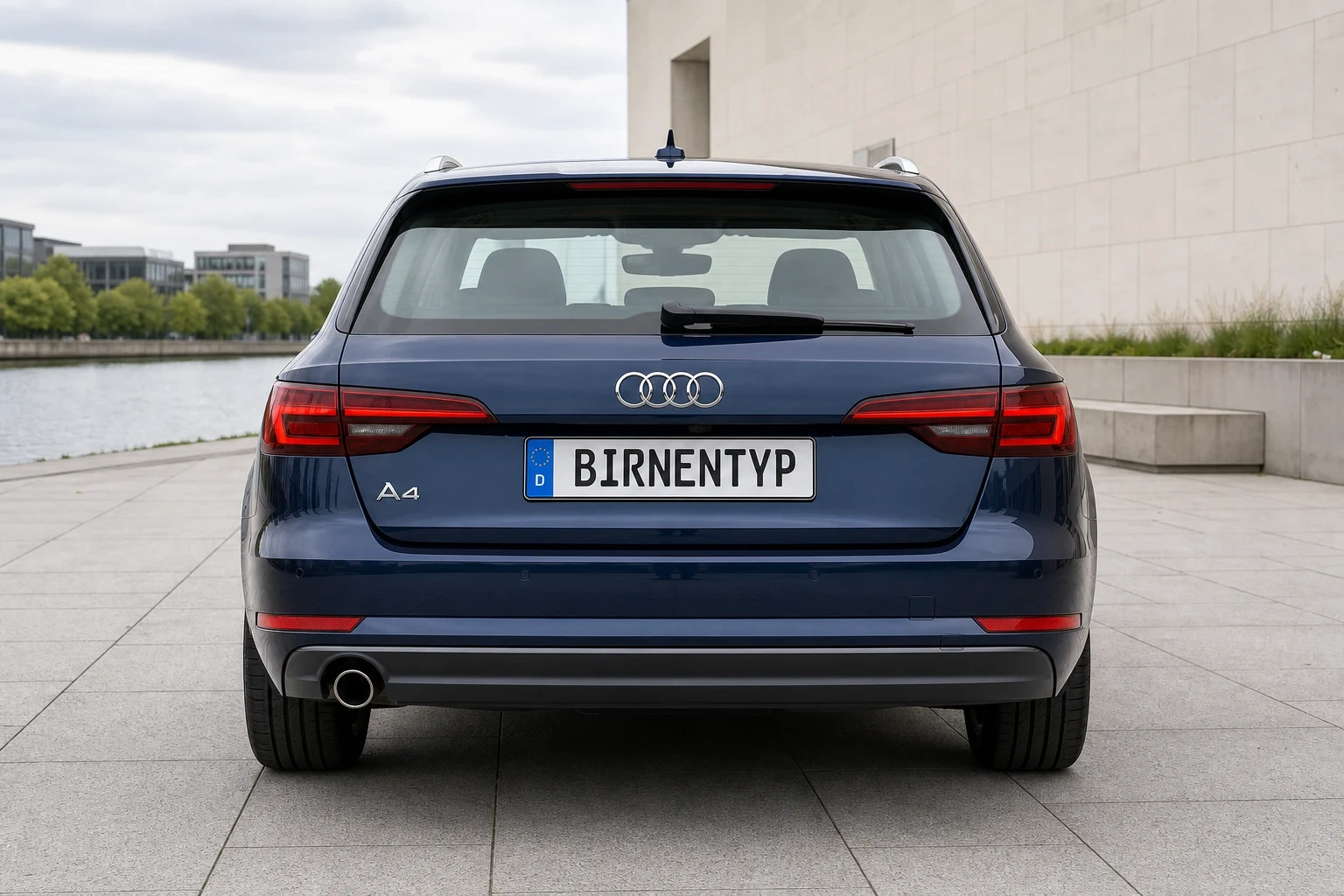 Heck-Ansicht des Audi A4 5. Gen (A4/S4 Avant / Kombi, Allroad quattro) (mit KI erzeugt)