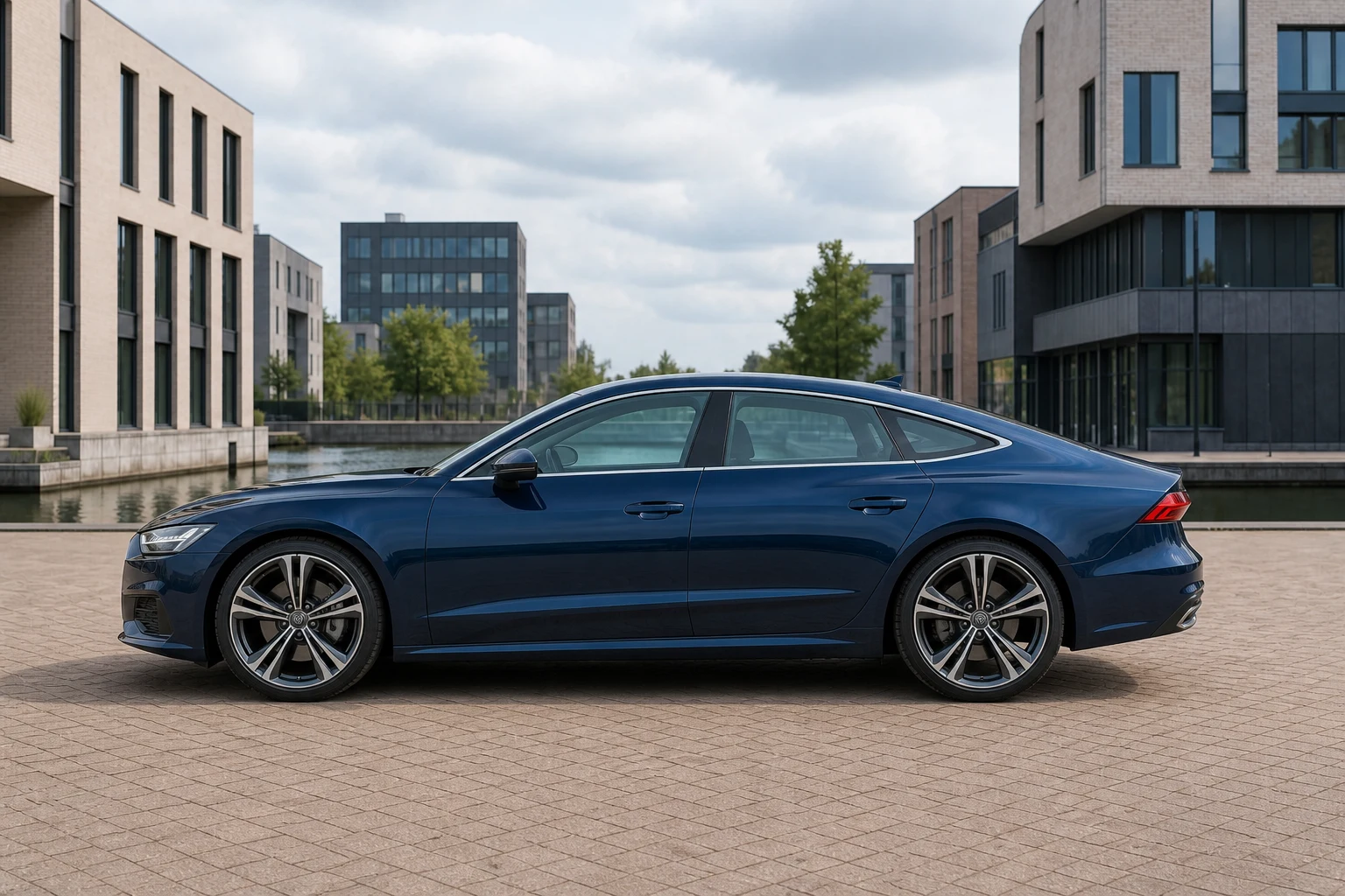 Seitenansicht (Fahrerseite) des Audi A7 2 als Sportback (mit KI erzeugt)