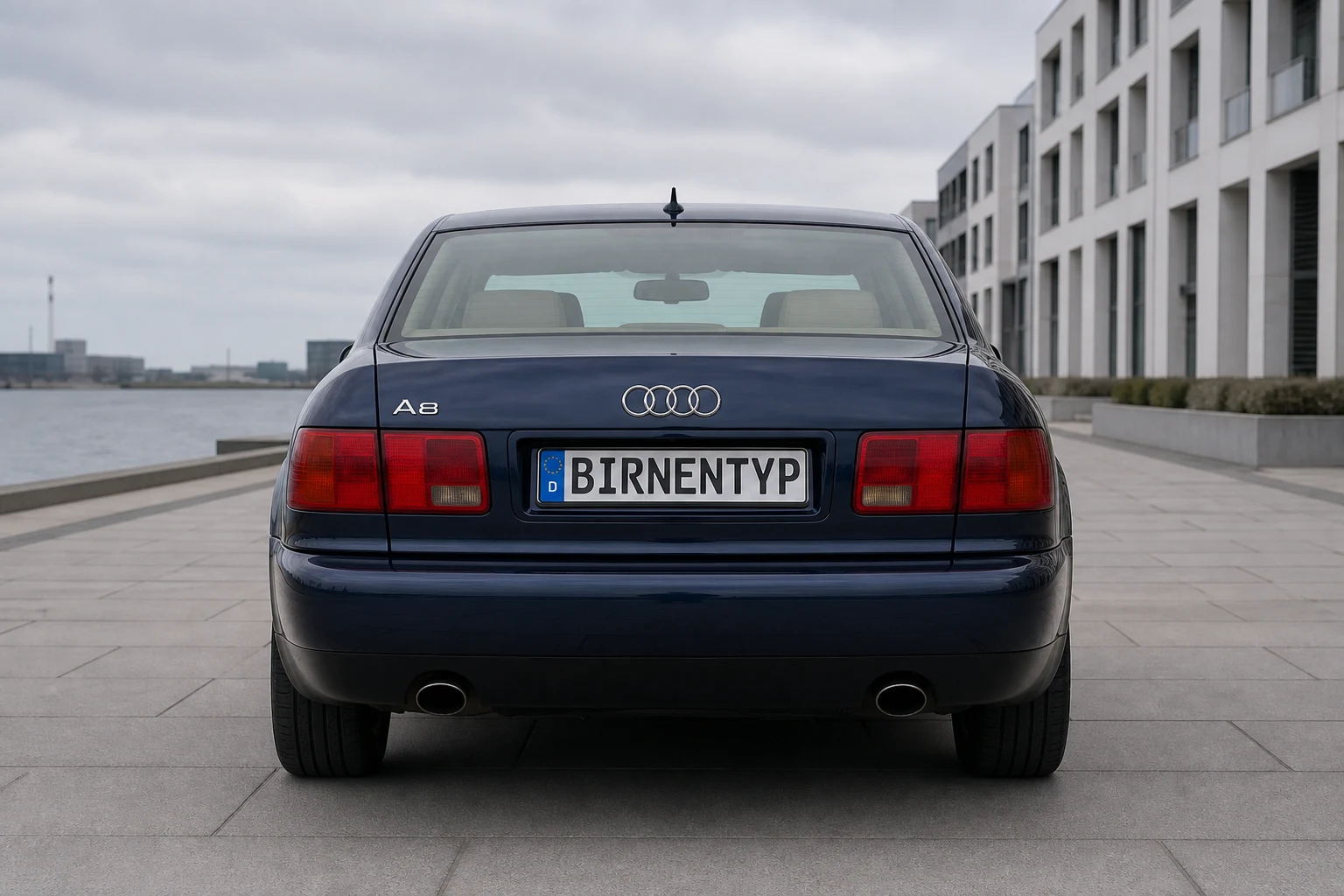 Heck-Ansicht des Audi A8 1 (mit KI erzeugt)