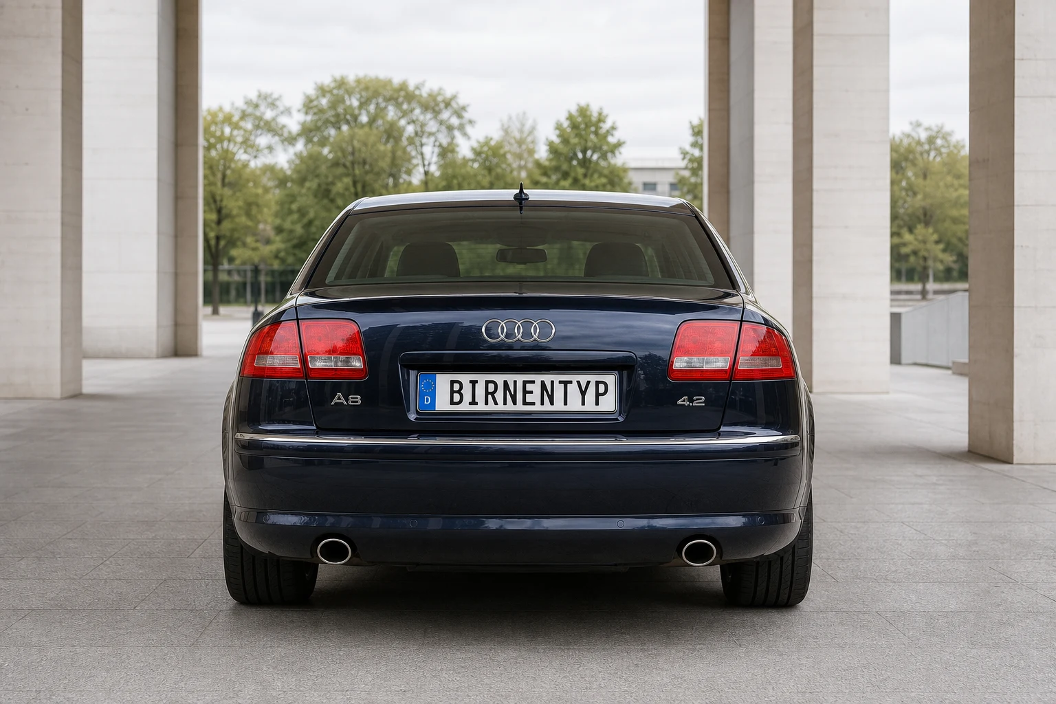 Heck-Ansicht des Audi A8 2 (mit KI erzeugt)