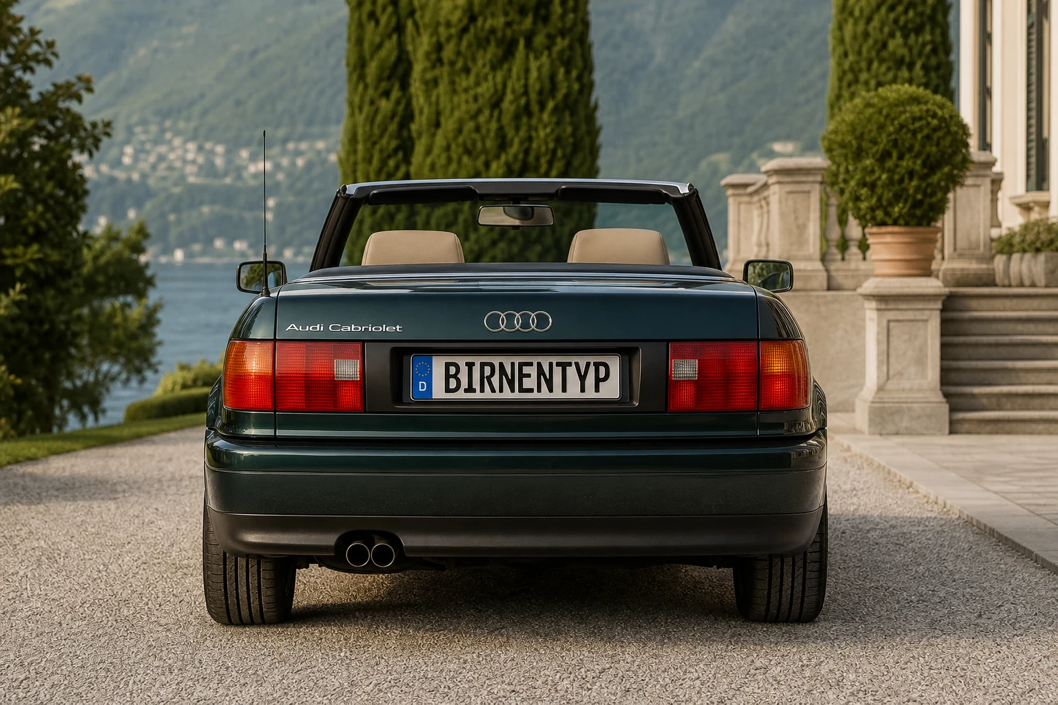 Heck-Ansicht des Audi Cabriolet (mit KI erzeugt)