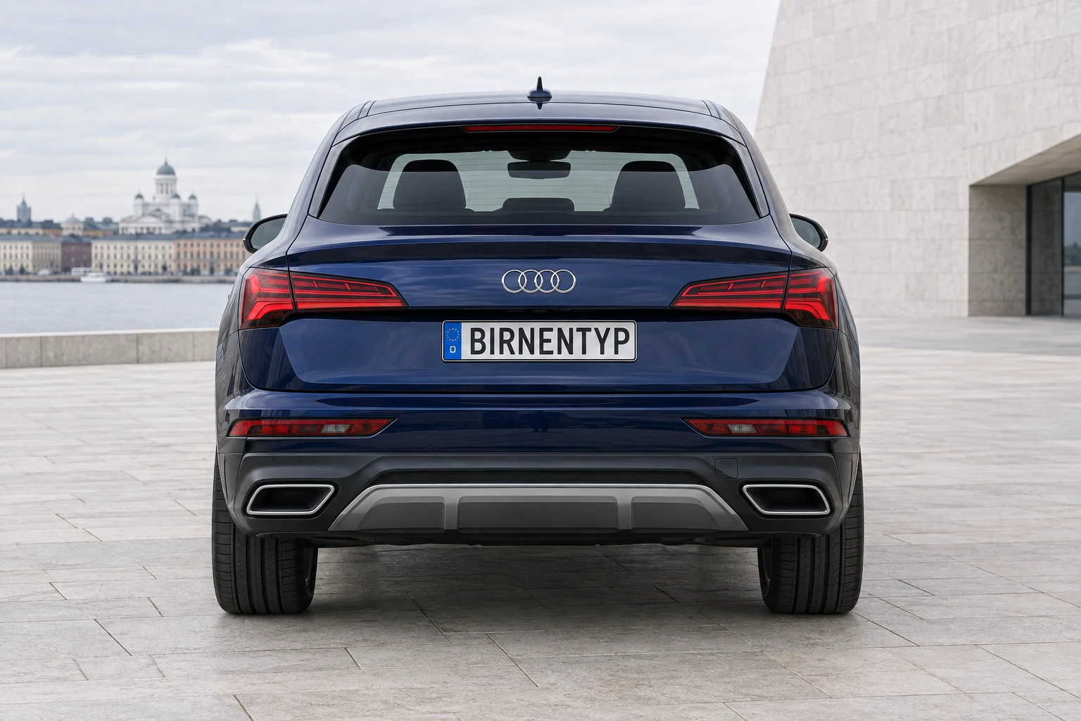 Heck-Ansicht des Audi Q5 2. Gen (Sportback) (mit KI erzeugt)