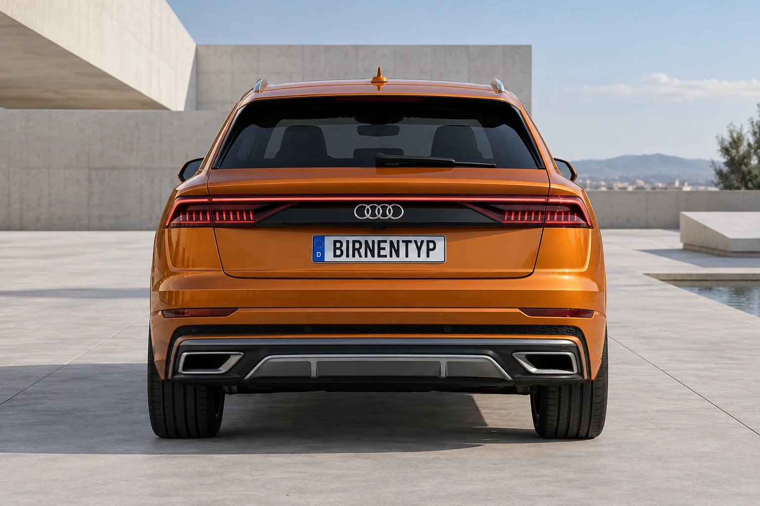 Heck-Ansicht des Audi Q8 1 (mit KI erzeugt)