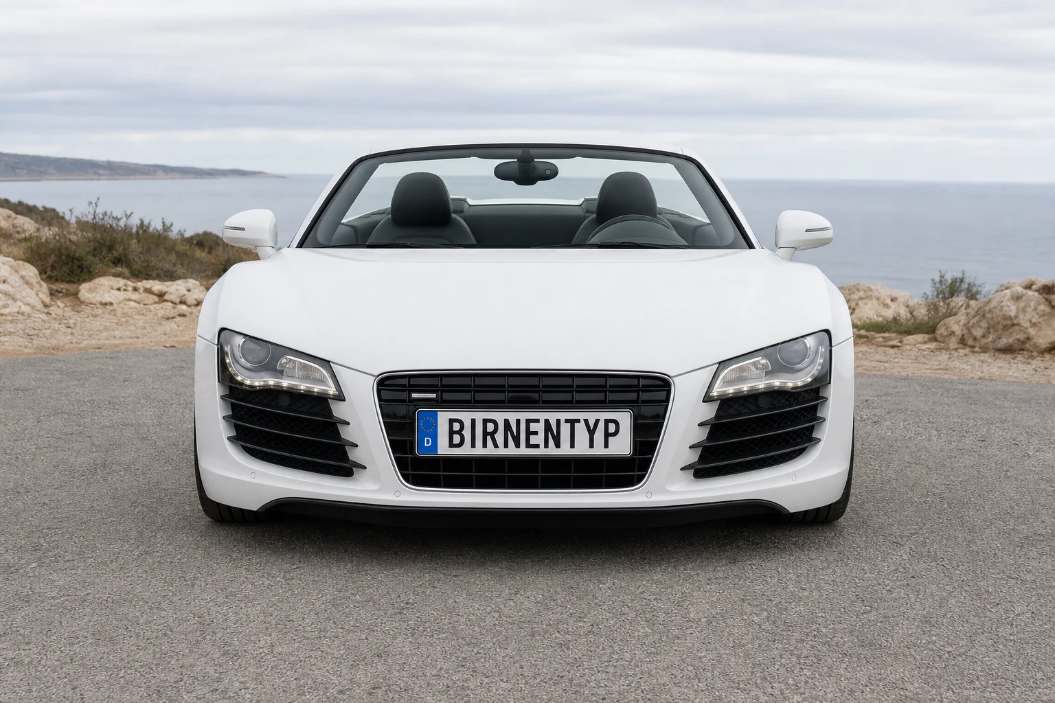 Frontansicht des Audi R8 1 (Spyder) (mit KI erzeugt)