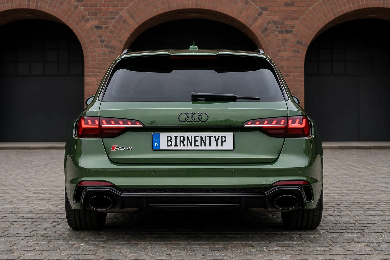 Heck-Ansicht des Audi A4 5. Gen (RS4 Avant) (mit KI erzeugt)
