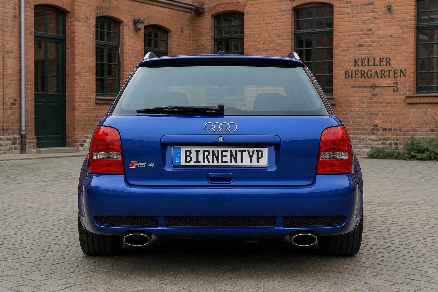 Heck-Ansicht des Audi A4 1. Gen (RS4 Avant) (mit KI erzeugt)