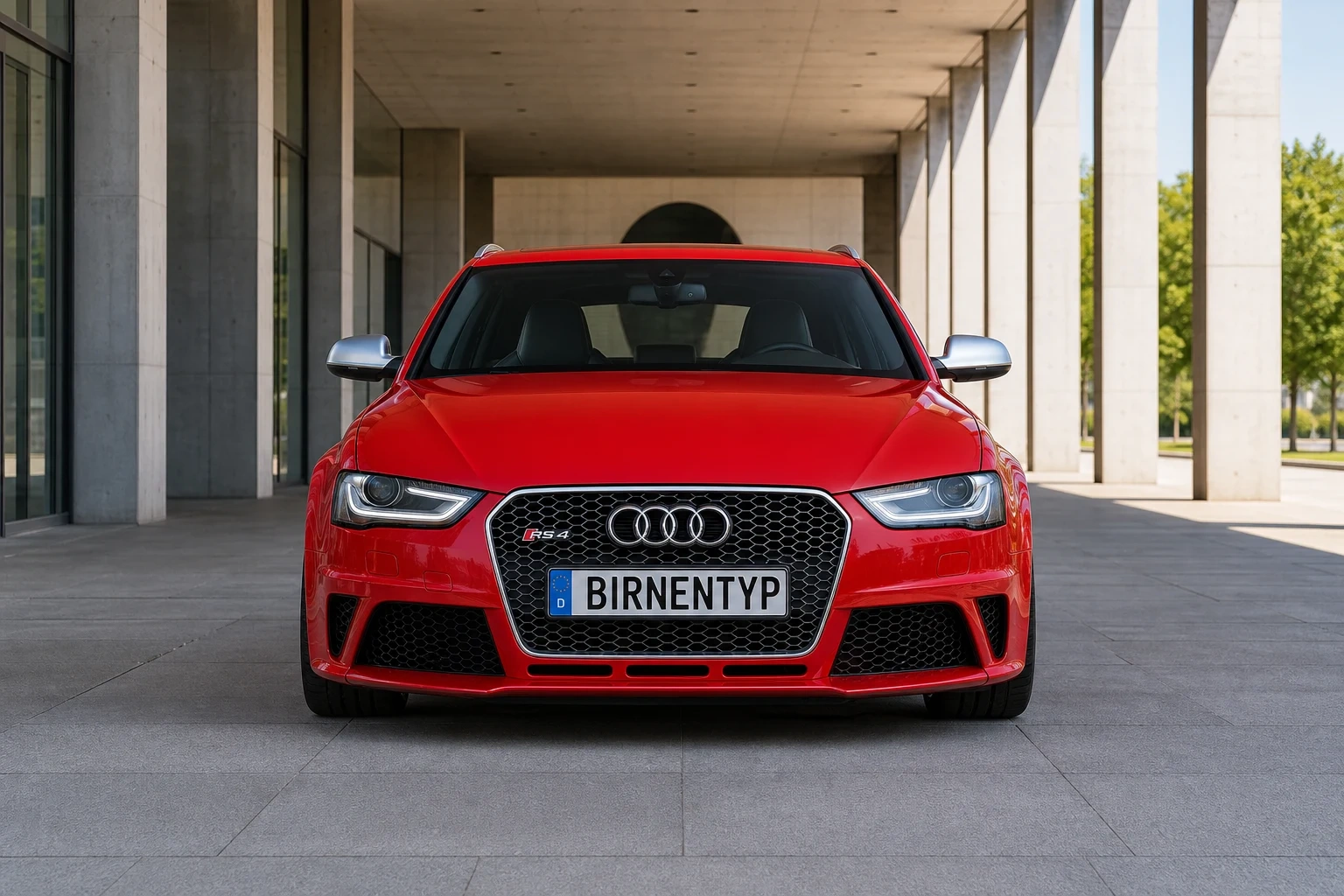 Frontansicht des Audi A4 4. Gen (RS4 Avant) (mit KI erzeugt)