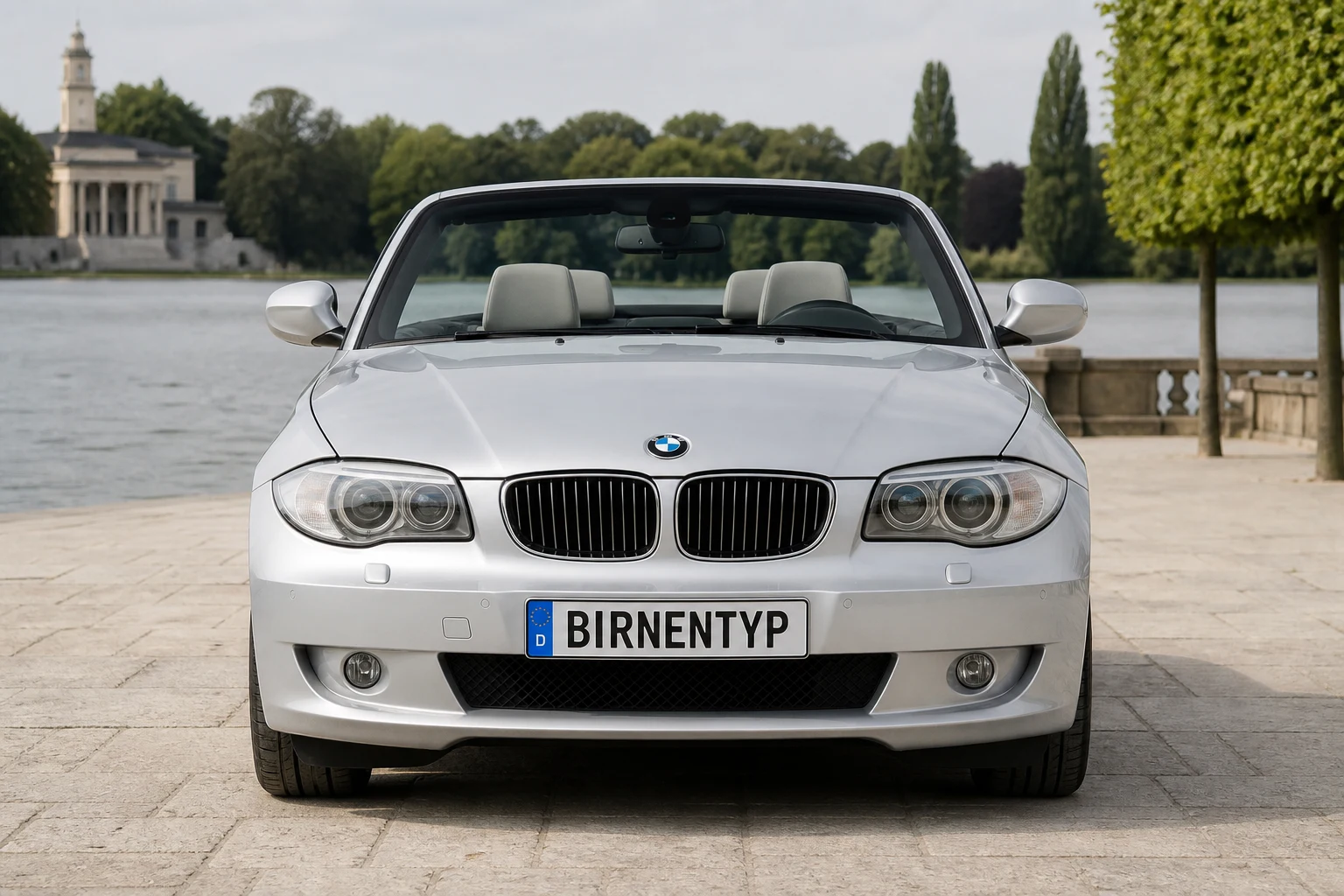 Frontansicht des BMW 1er 1. Gen (Cabriolet) (mit KI erzeugt)