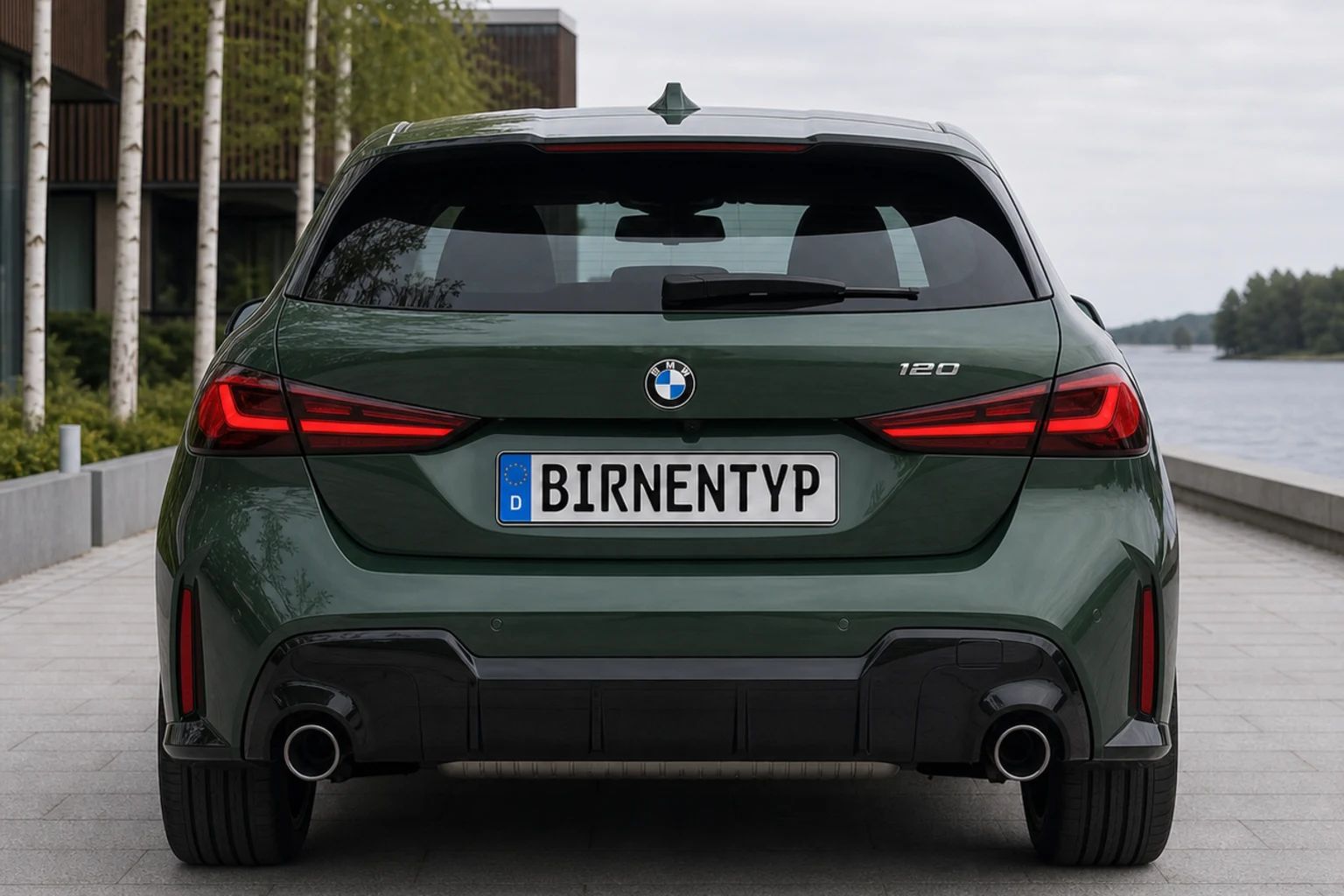 Heck-Ansicht des BMW 1er 4 (mit KI erzeugt)
