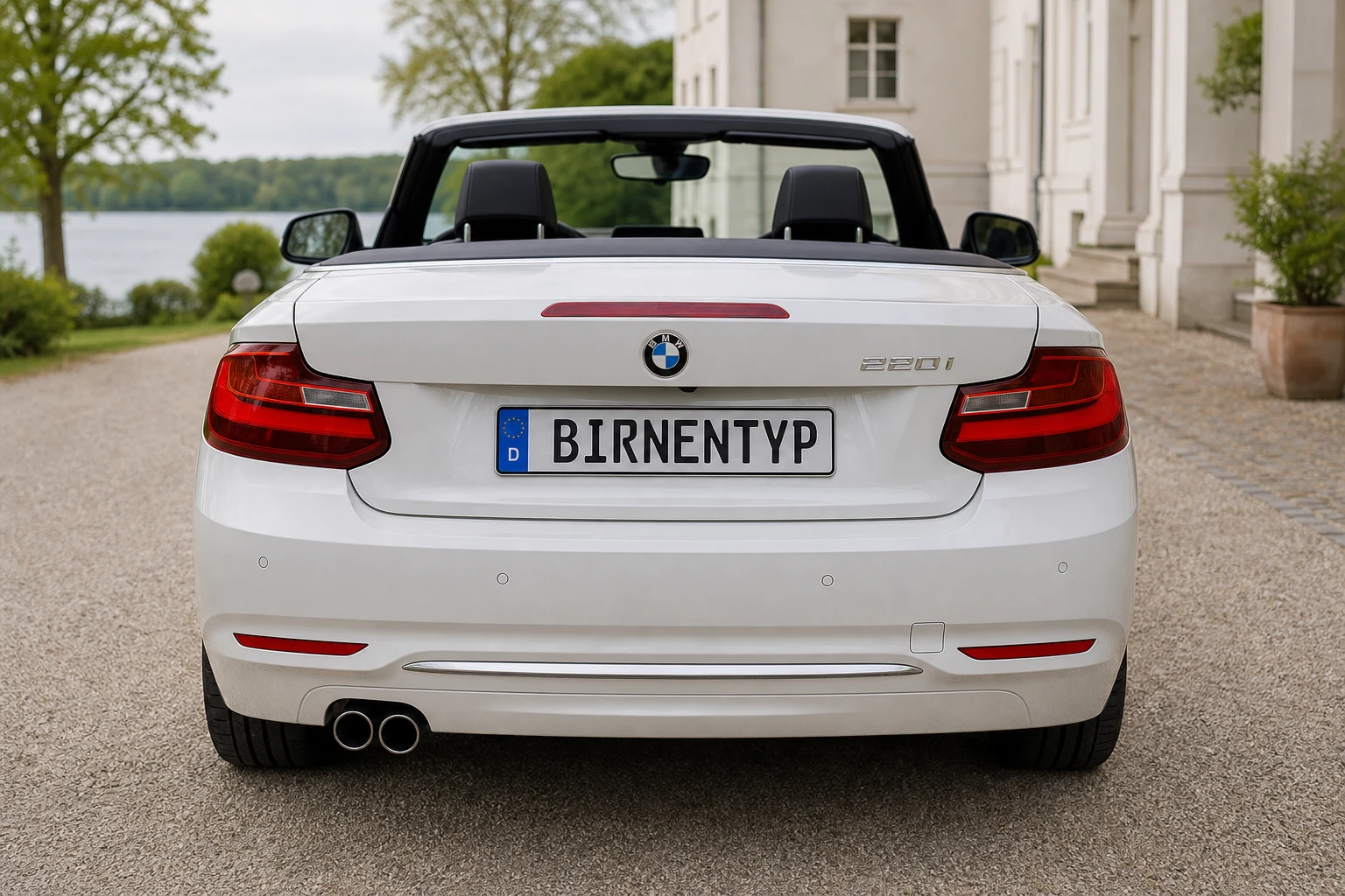 Heck-Ansicht des BMW 2er 1 (Cabriolet) (mit KI erzeugt)