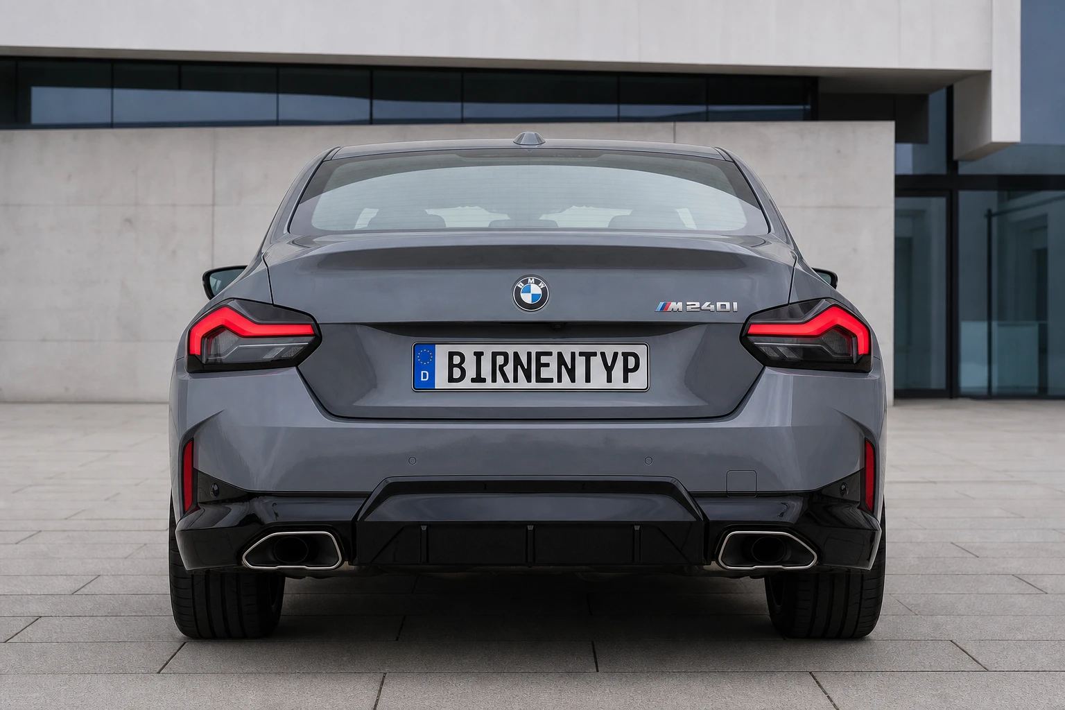 Heck-Ansicht des BMW 2er 2 (mit KI erzeugt)