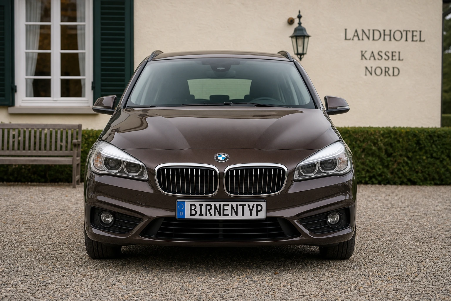 Frontansicht des BMW 2er Active Tourer & 2er Gran Tourer 1 (Gran Tourer) (mit KI erzeugt)