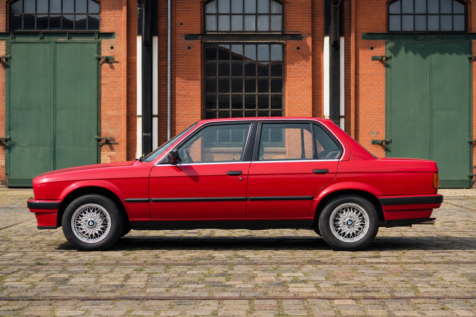 Seitenansicht (Fahrerseite) des BMW 3er als Limousine (2- und 4-türig) (mit KI erzeugt)
