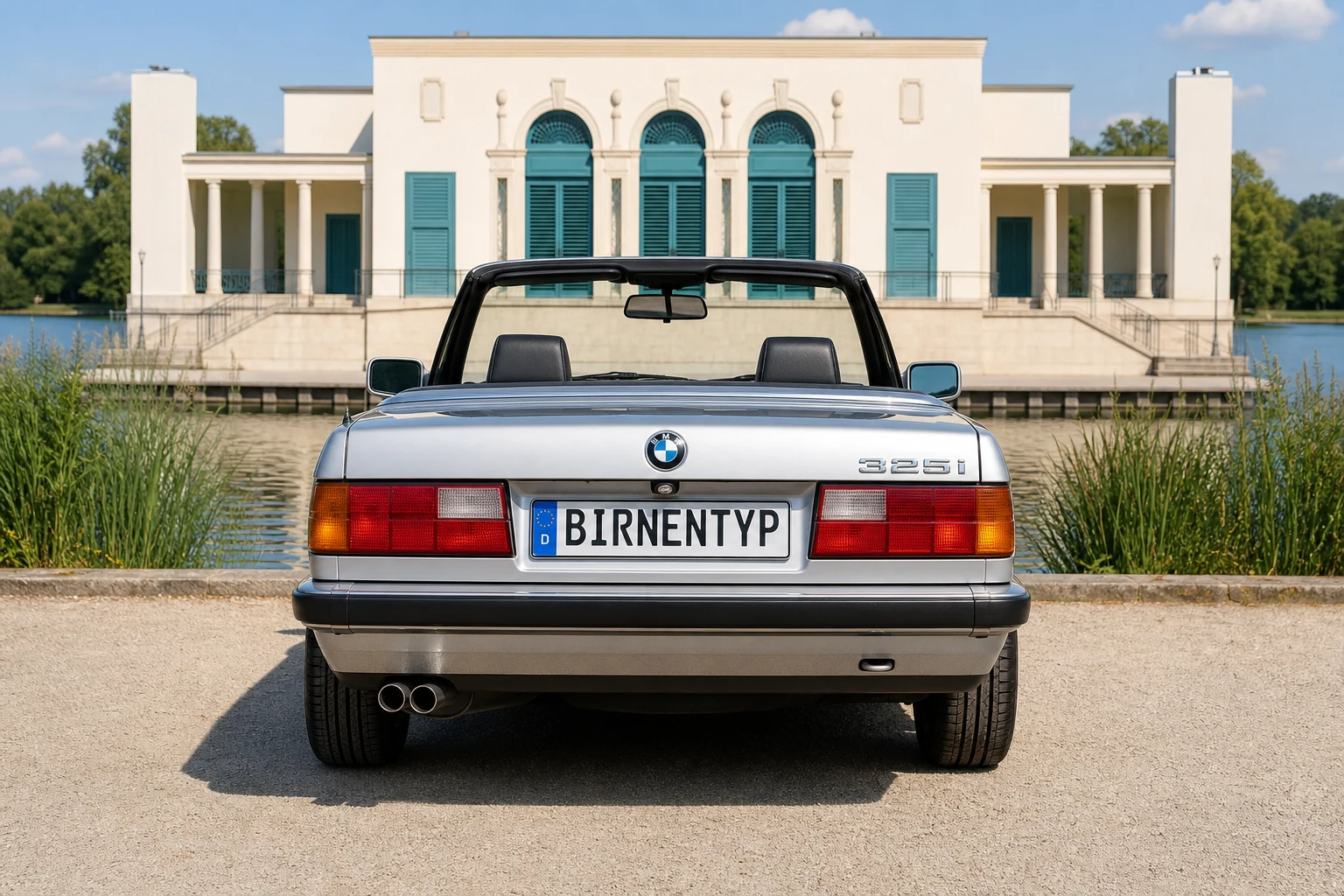 Heck-Ansicht des BMW 3er (Cabriolet) (mit KI erzeugt)