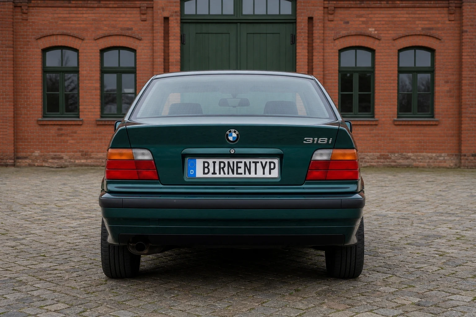 Heck-Ansicht des BMW 3er 3. Gen (mit KI erzeugt)