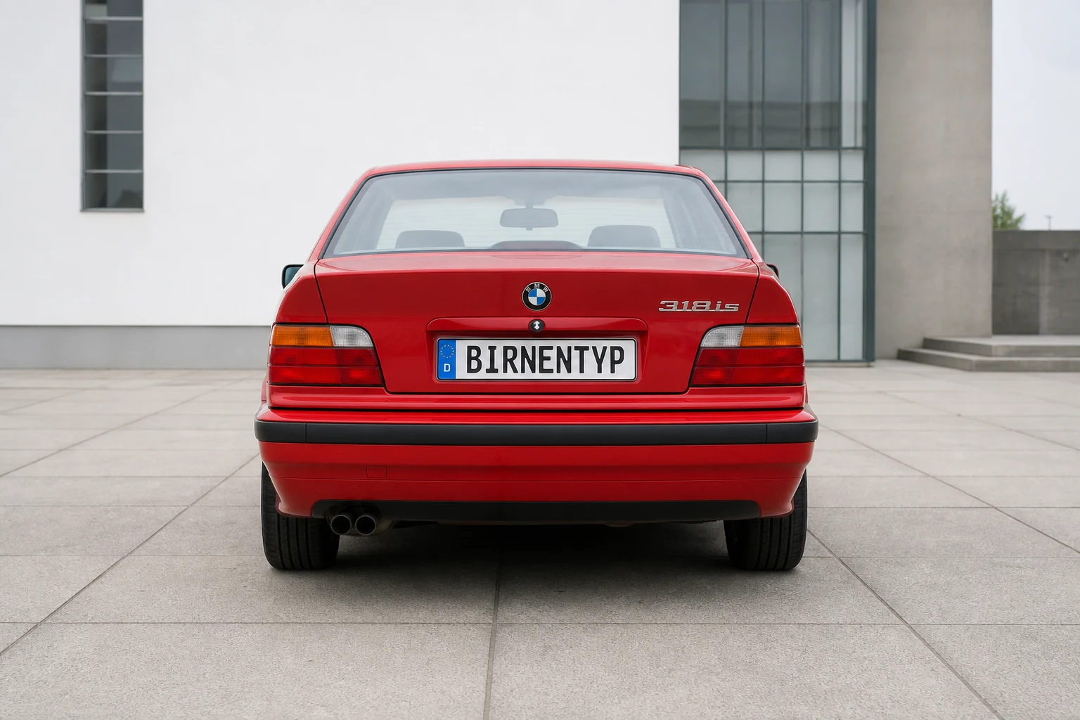Heck-Ansicht des BMW 3er 3. Gen (Coupé) (mit KI erzeugt)
