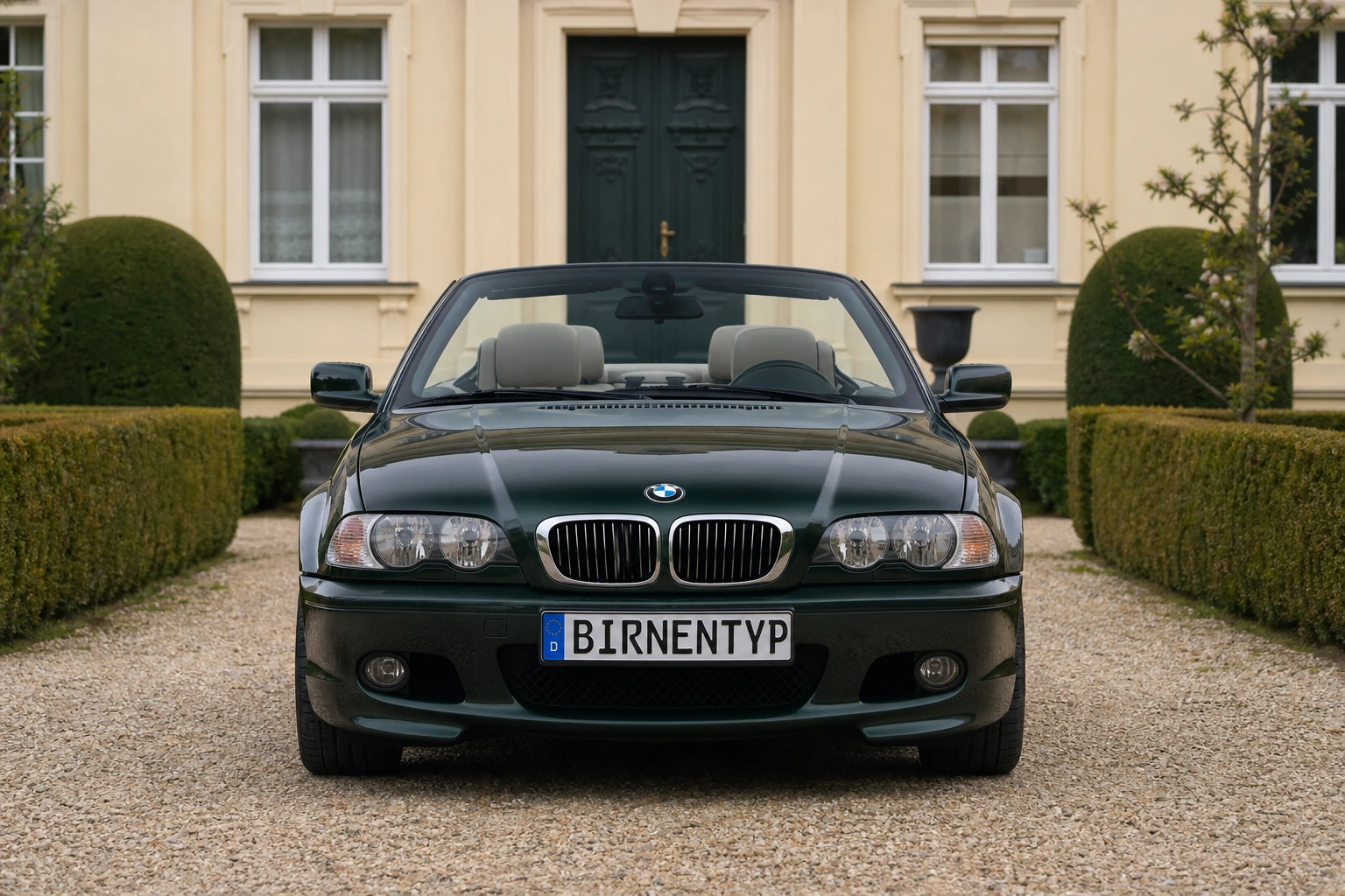 Frontansicht des BMW 3er 4. Gen (Cabriolet) (mit KI erzeugt)