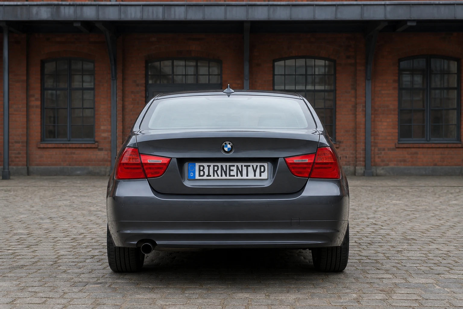 Heck-Ansicht des 3er BMW (Limousine) (mit KI erzeugt)