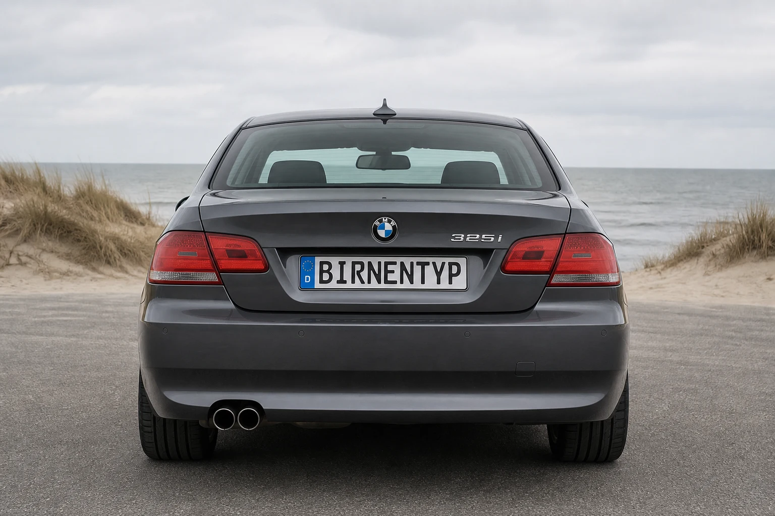 Heck-Ansicht des BMW 3er 5 (mit KI erzeugt)