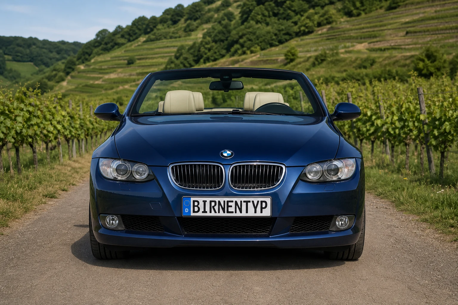 Frontansicht des BMW 3er 5 (Cabriolet) (mit KI erzeugt)