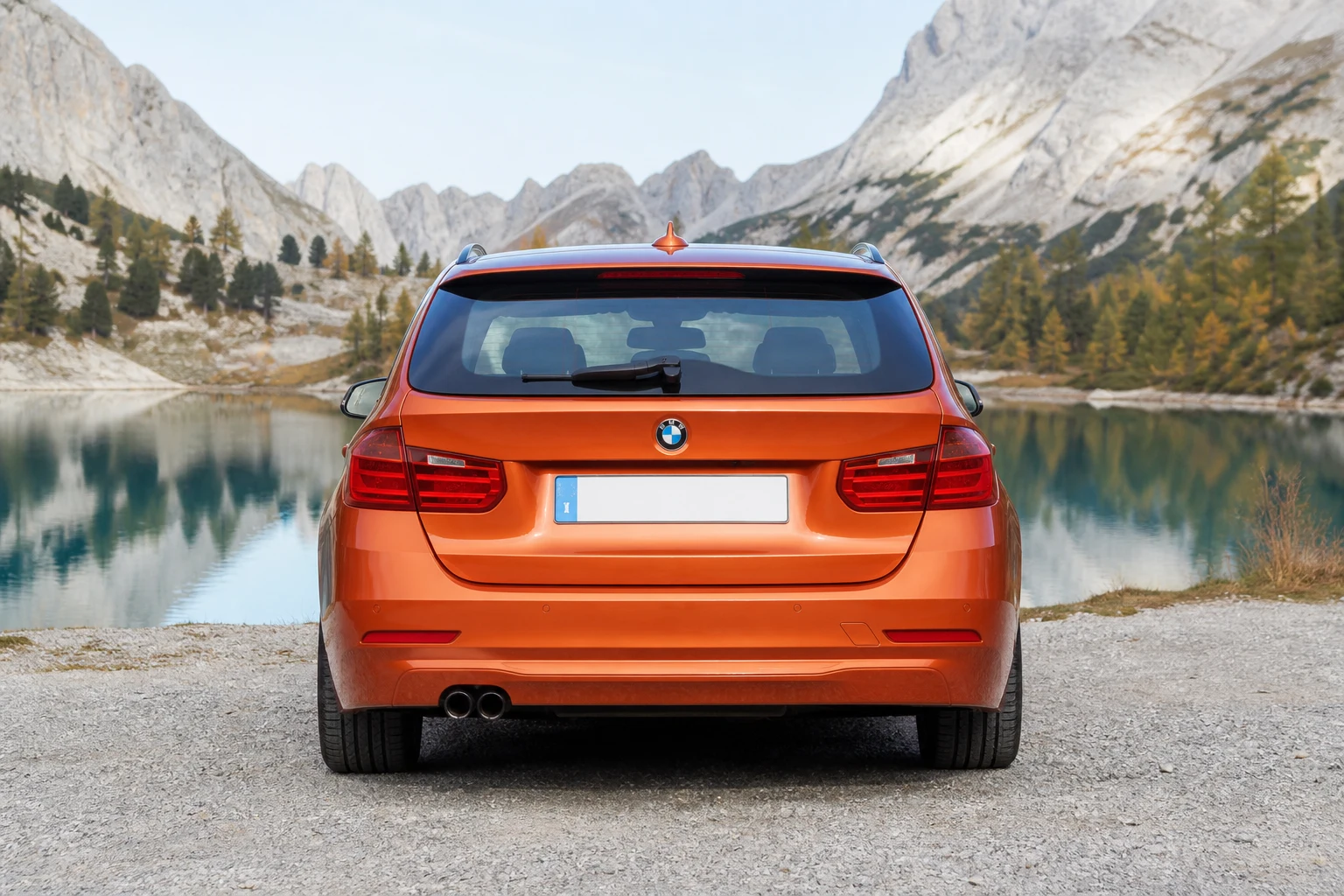 Heck-Ansicht des 3er BMW (Touring / Kombi) (mit KI erzeugt)