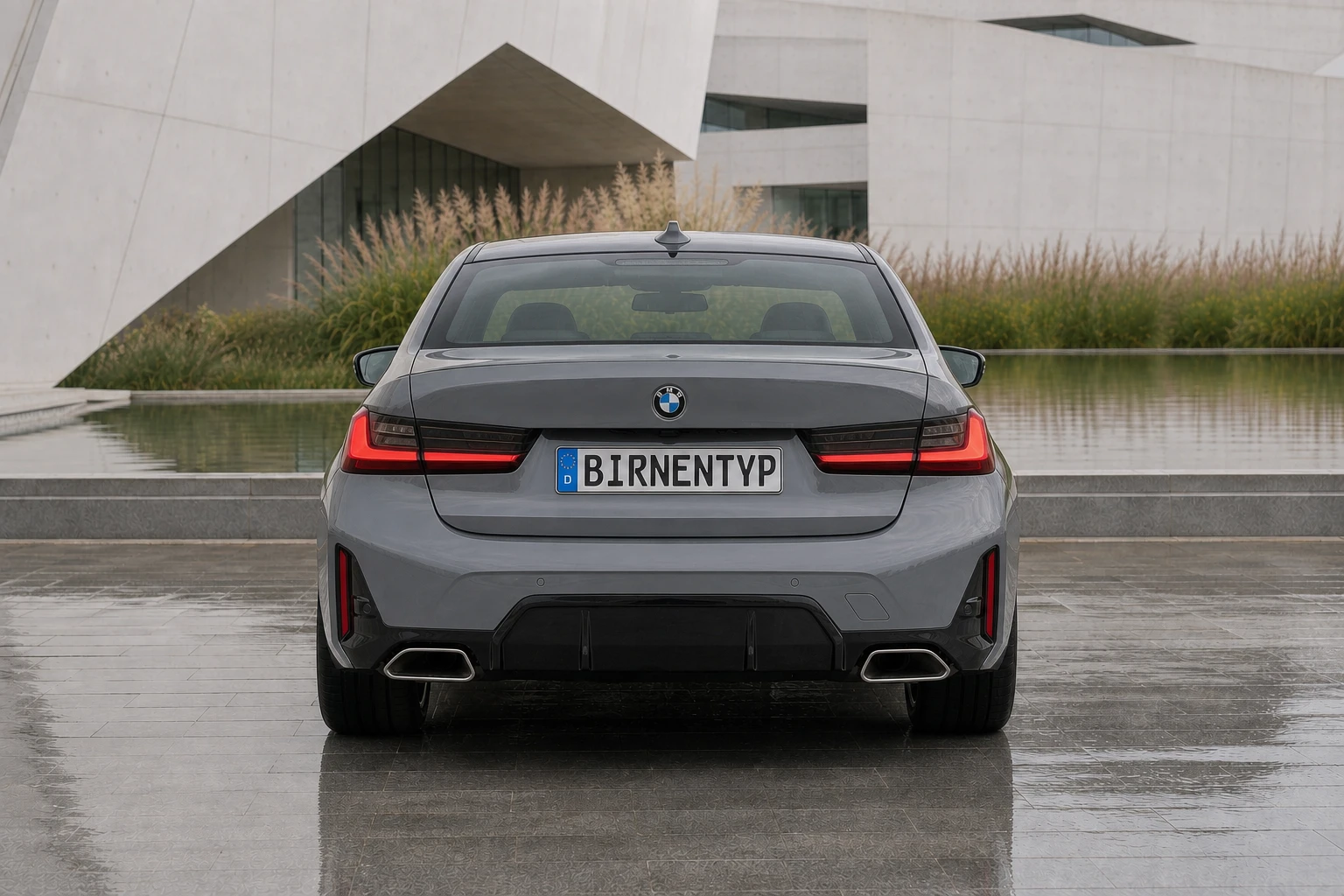 Heck-Ansicht des BMW 3er 7 Facelift (mit KI erzeugt)