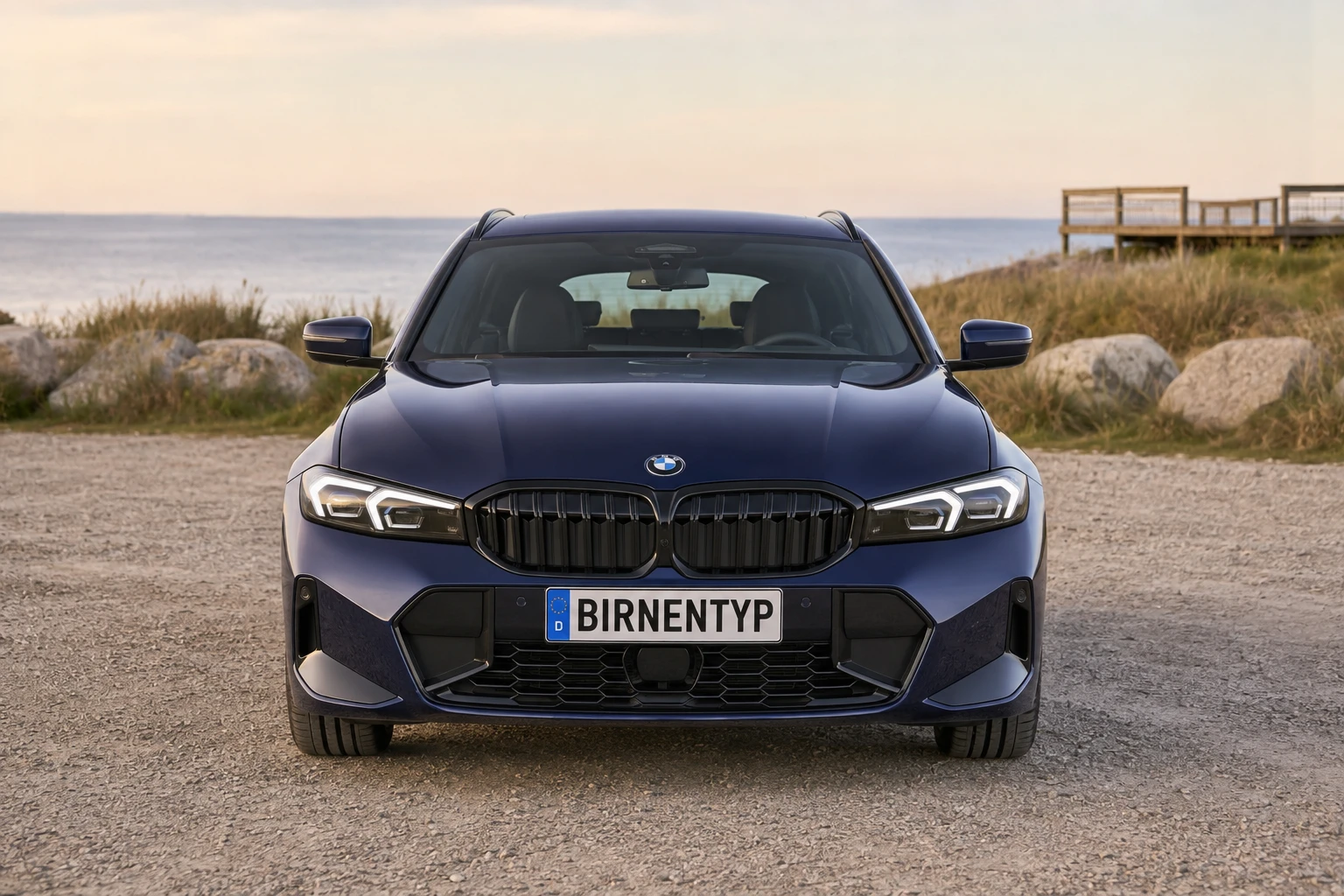 Frontansicht des BMW 3er 7 Facelift (Touring / Kombi) (mit KI erzeugt)