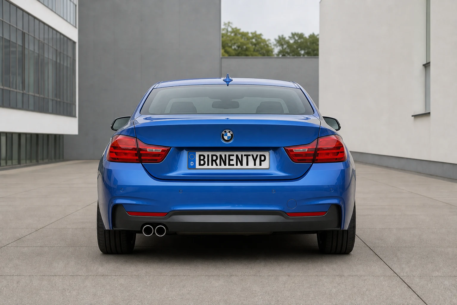 Heck-Ansicht des BMW 4er 1 (mit KI erzeugt)
