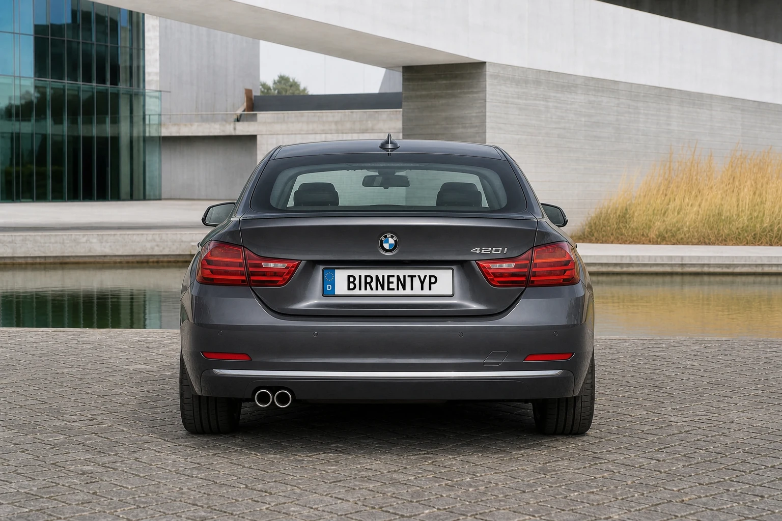 Heck-Ansicht des BMW 4er 1 (Gran Coupé) (mit KI erzeugt)