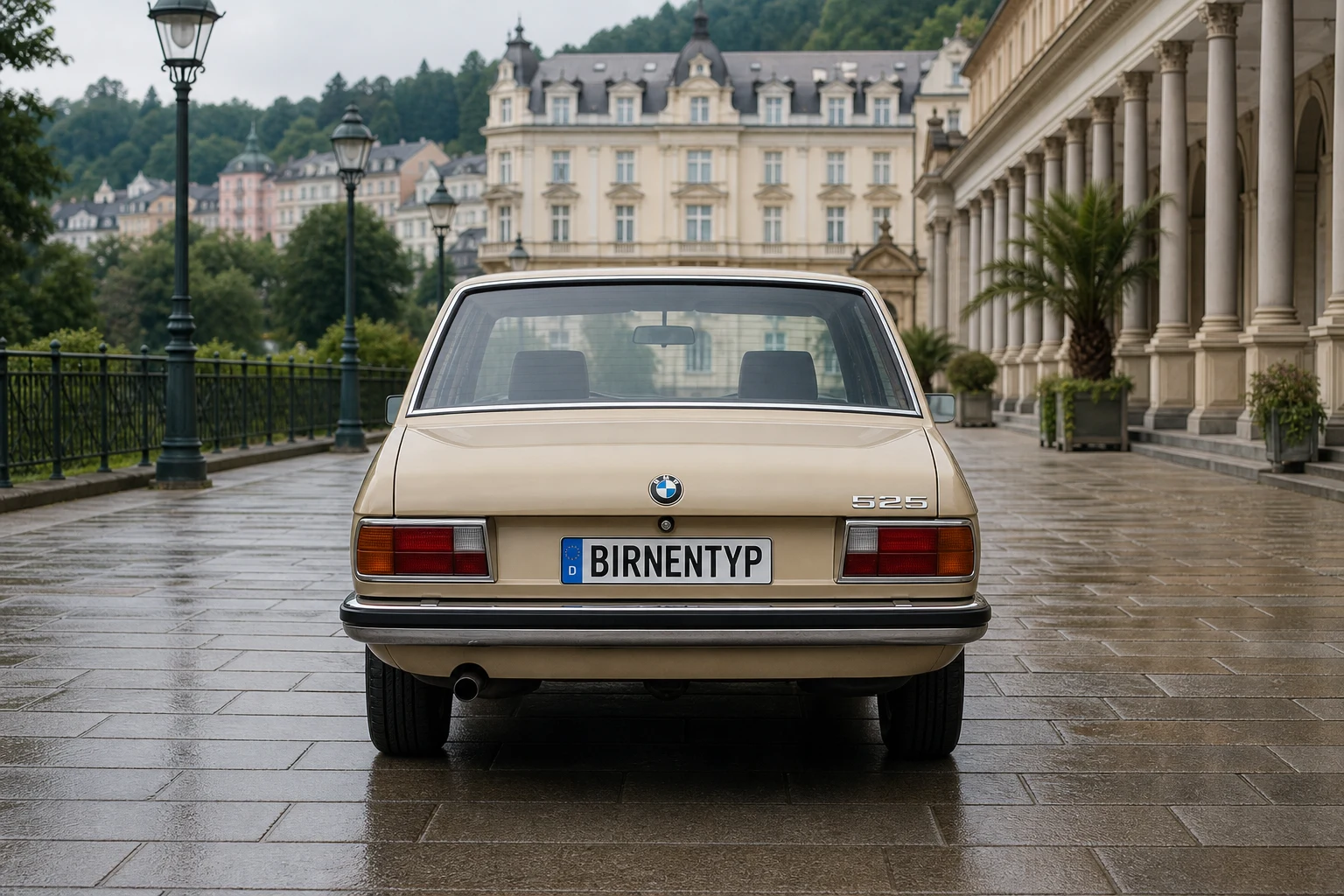 Heck-Ansicht des BMW 5er 1 (mit KI erzeugt)