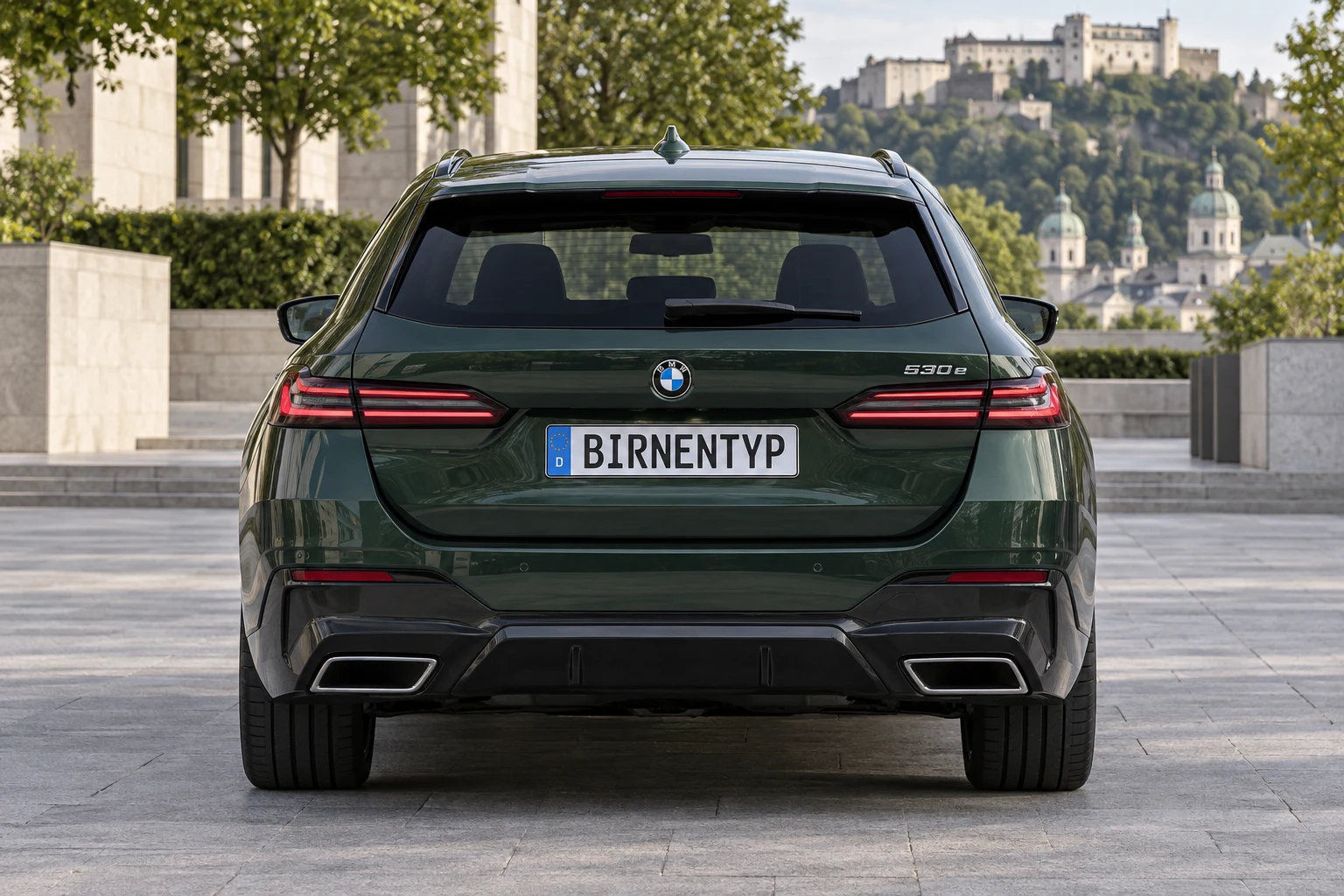 Heck-Ansicht des BMW 5er 8 (mit KI erzeugt)