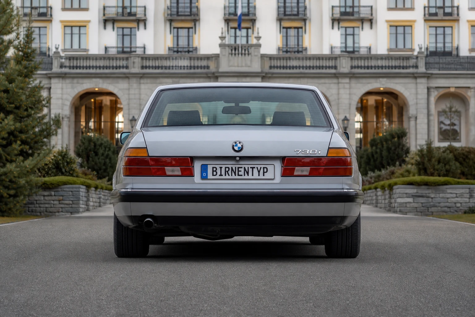 Heck-Ansicht des BMW 7er 2 (mit KI erzeugt)