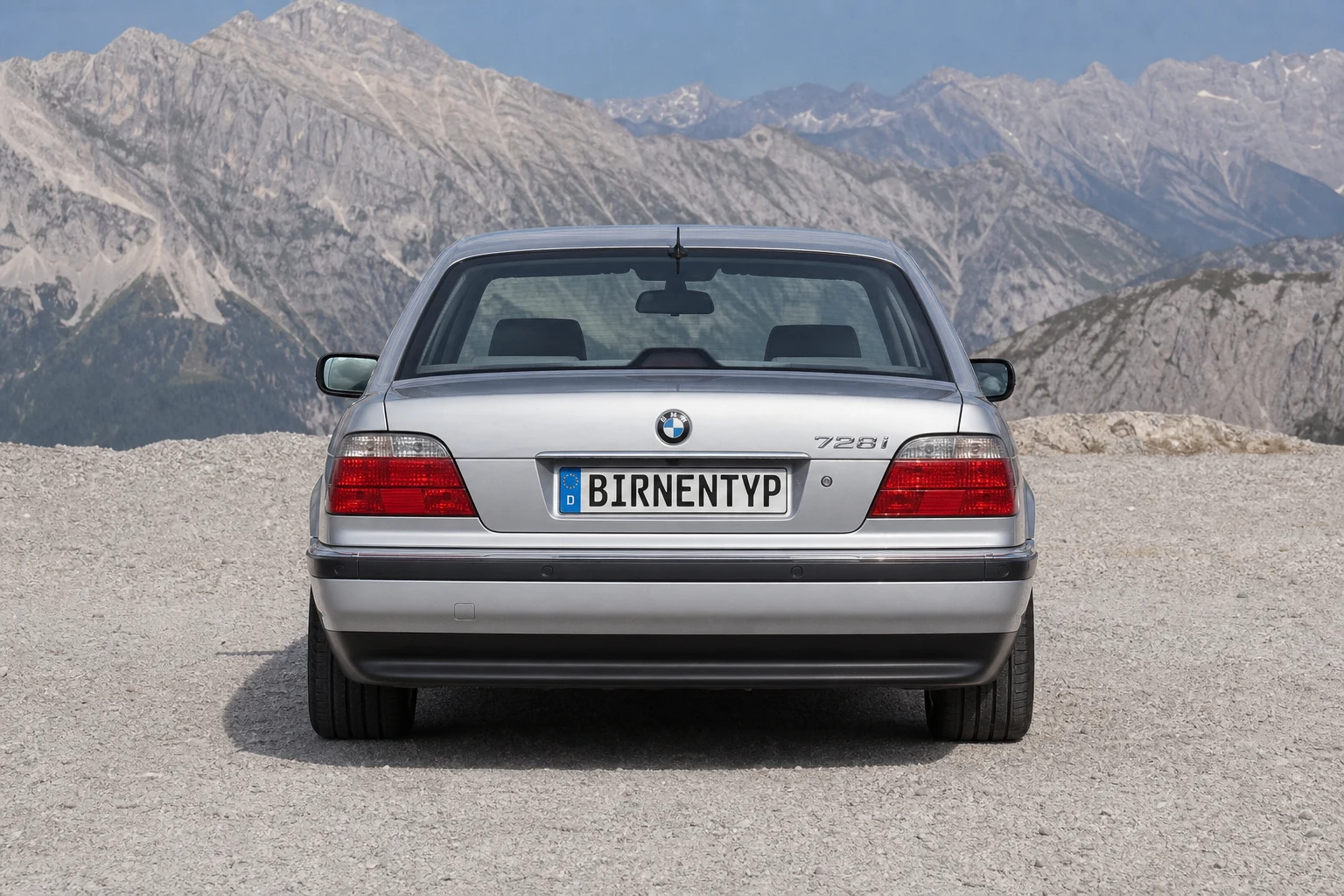 Heck-Ansicht des BMW 7er 3 (mit KI erzeugt)