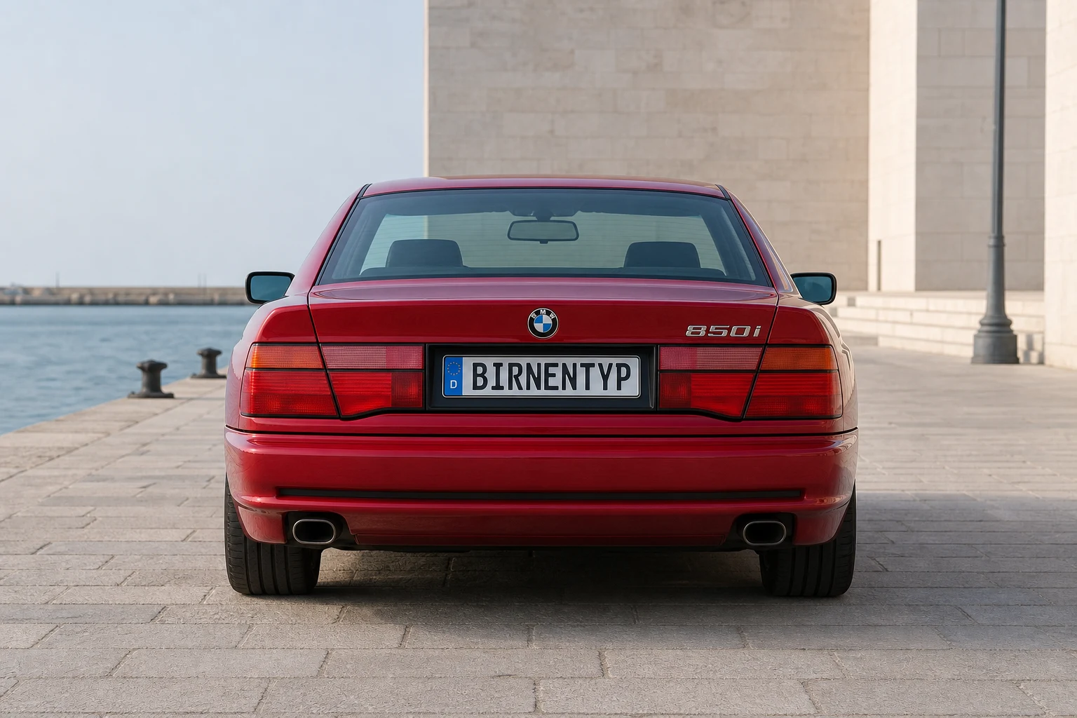 Heck-Ansicht des BMW 8er 1 (mit KI erzeugt)
